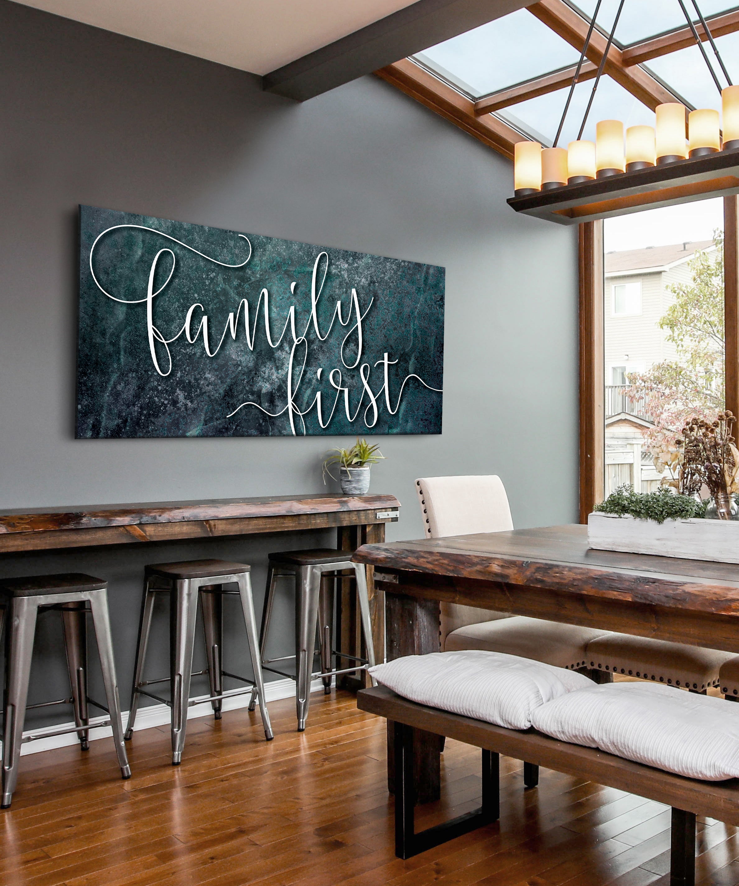 High - quality Family First V2 Wall Art with Wood Frame, Ready to Hang