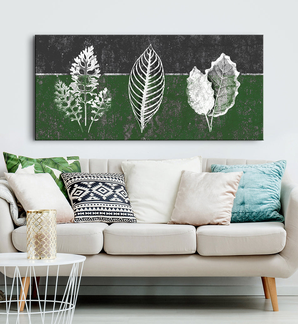 Ready-to-Hang Three Leaves Botanical Wall Art with Wood Frame for Home Decor