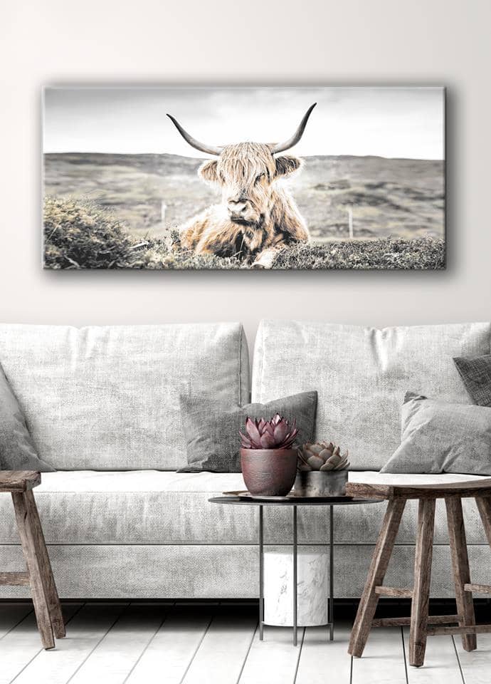 High - Quality Wood - Framed Highland Cattle Animal Wall Art Ready To Hang
