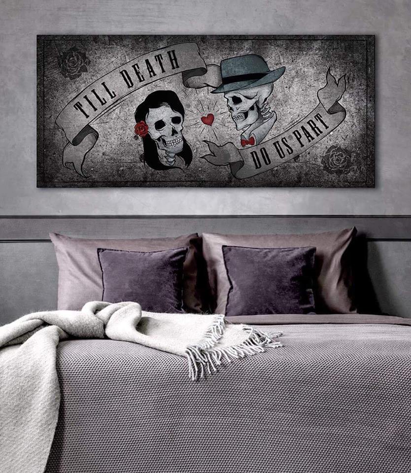 High - Quality Skull Wall Art: Till Death Do Us Part, Wood - Framed and Ready to Hang