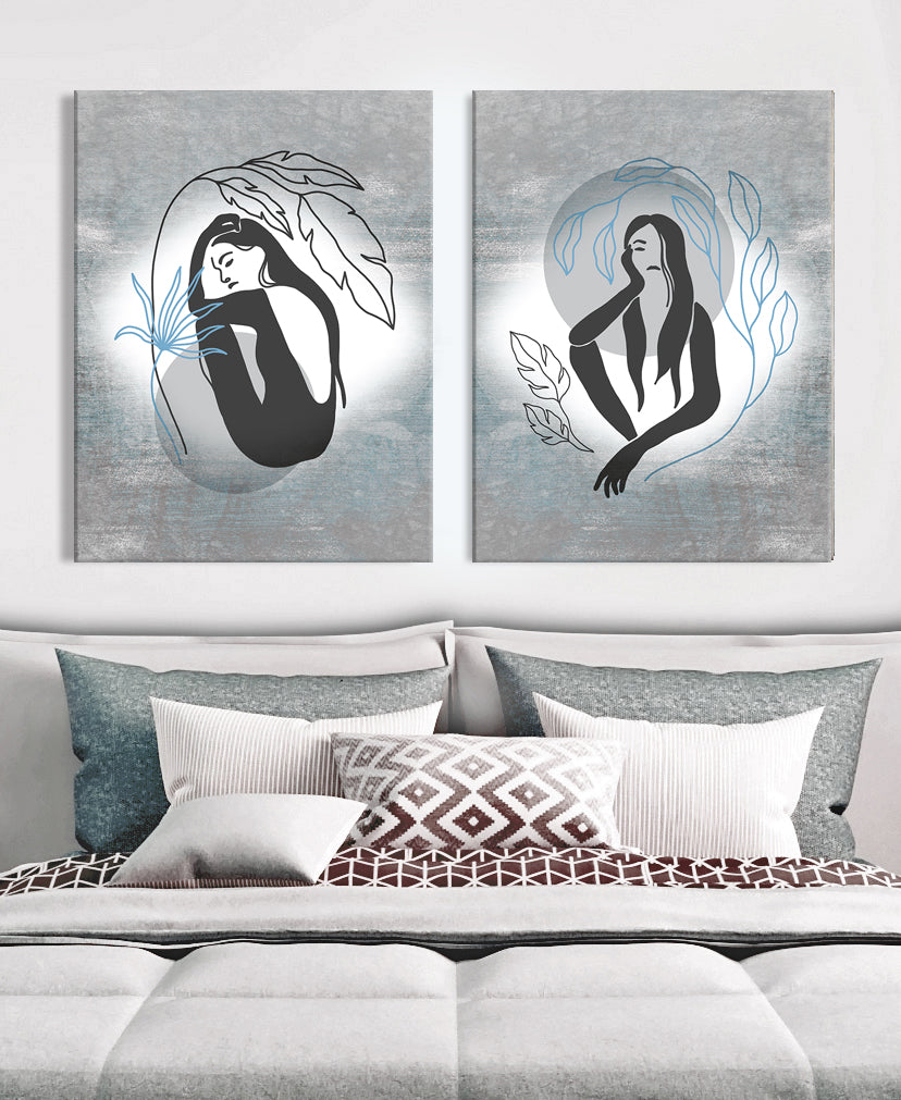 Exclusive 2-Piece Woman Wall Art Set (Wood Frame, Ready to Hang)