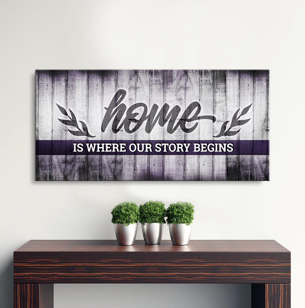 Exclusive! Home Wall Art - 'Home is Where our Story Begins V4' (Wood Frame, Ready to Hang)