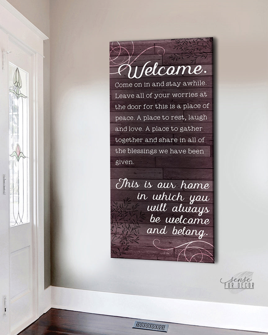 Exclusive Offer! Ready-to-Hang Wood Frame Home Wall Art: Welcome and Stay