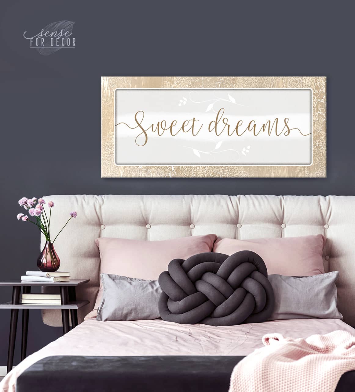 Exclusive Bedroom Wall Art - Sweet Dreams V8 with Wood Frame, Ready to Hang! Buy 2, Save 20%