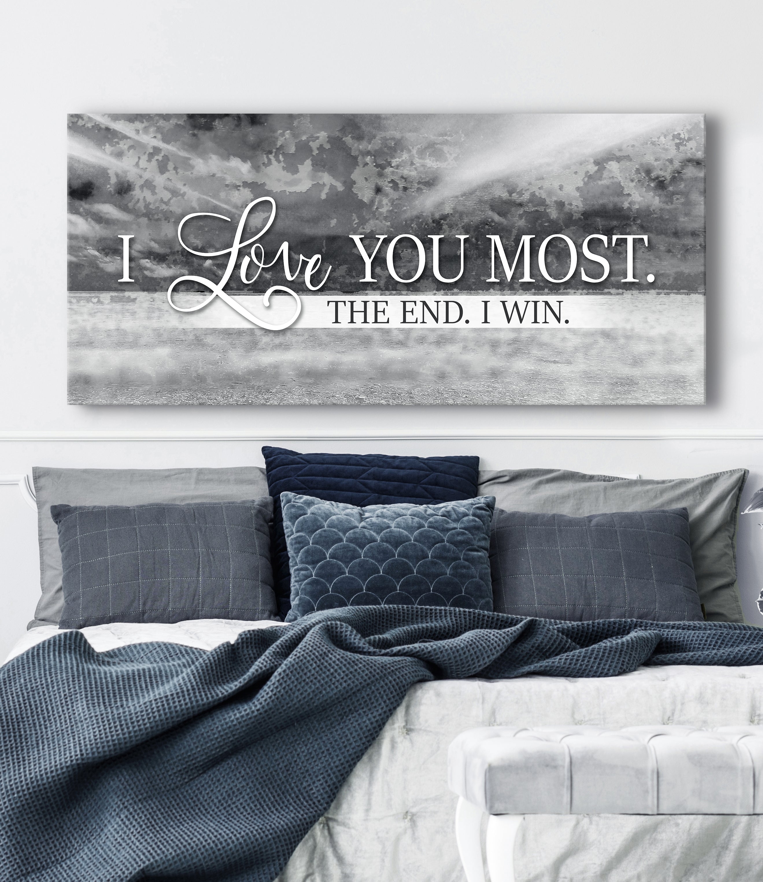 Hot! Couples Wall Art: I Love You Most The End (Ready-to-Hang Wood Frame)