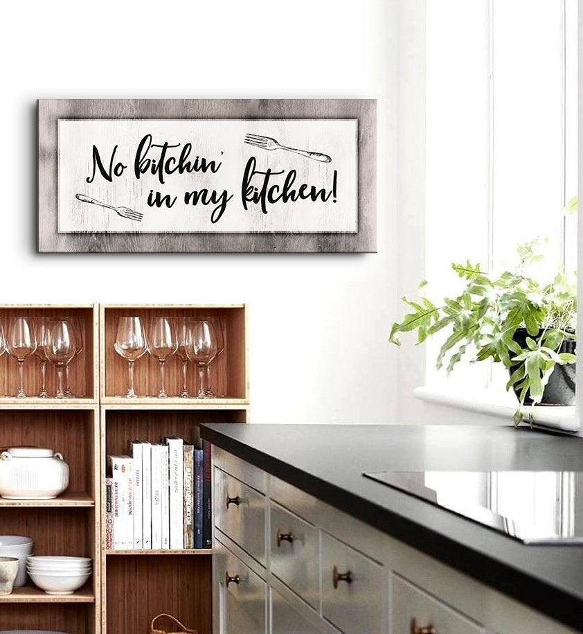 Hot Deal! Ready - To - Hang 'No Bitching In My Kitchen' Wood - Framed Kitchen Wall Art