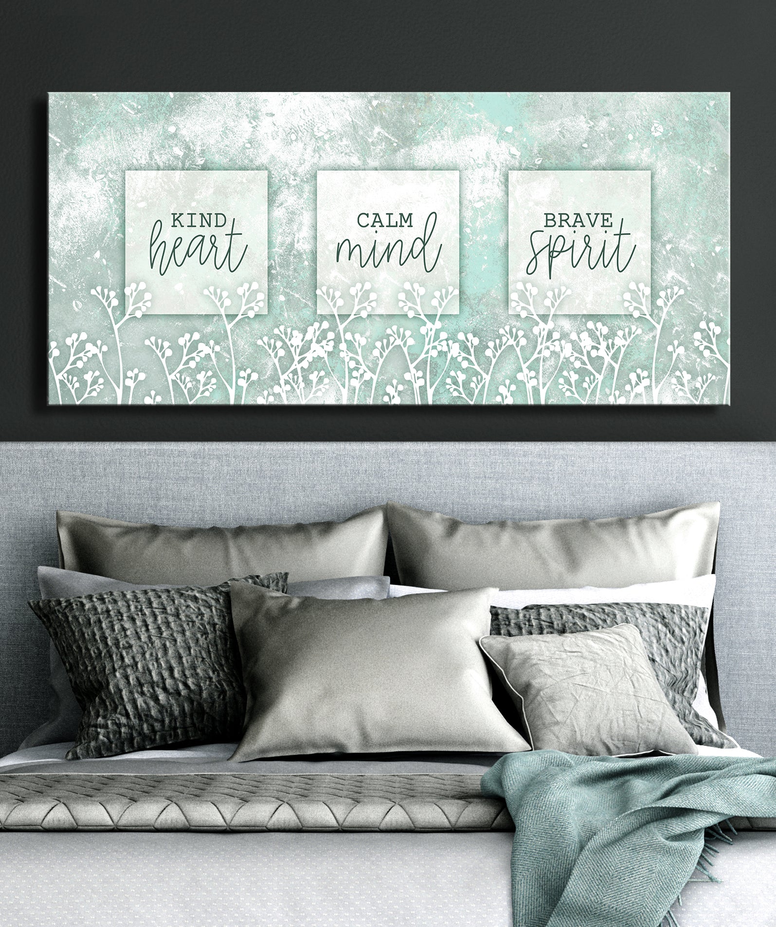 Hot Deal: Kind Heart Calm Mind Brave Spirit Wall Art (Wood Frame, Ready To Hang)