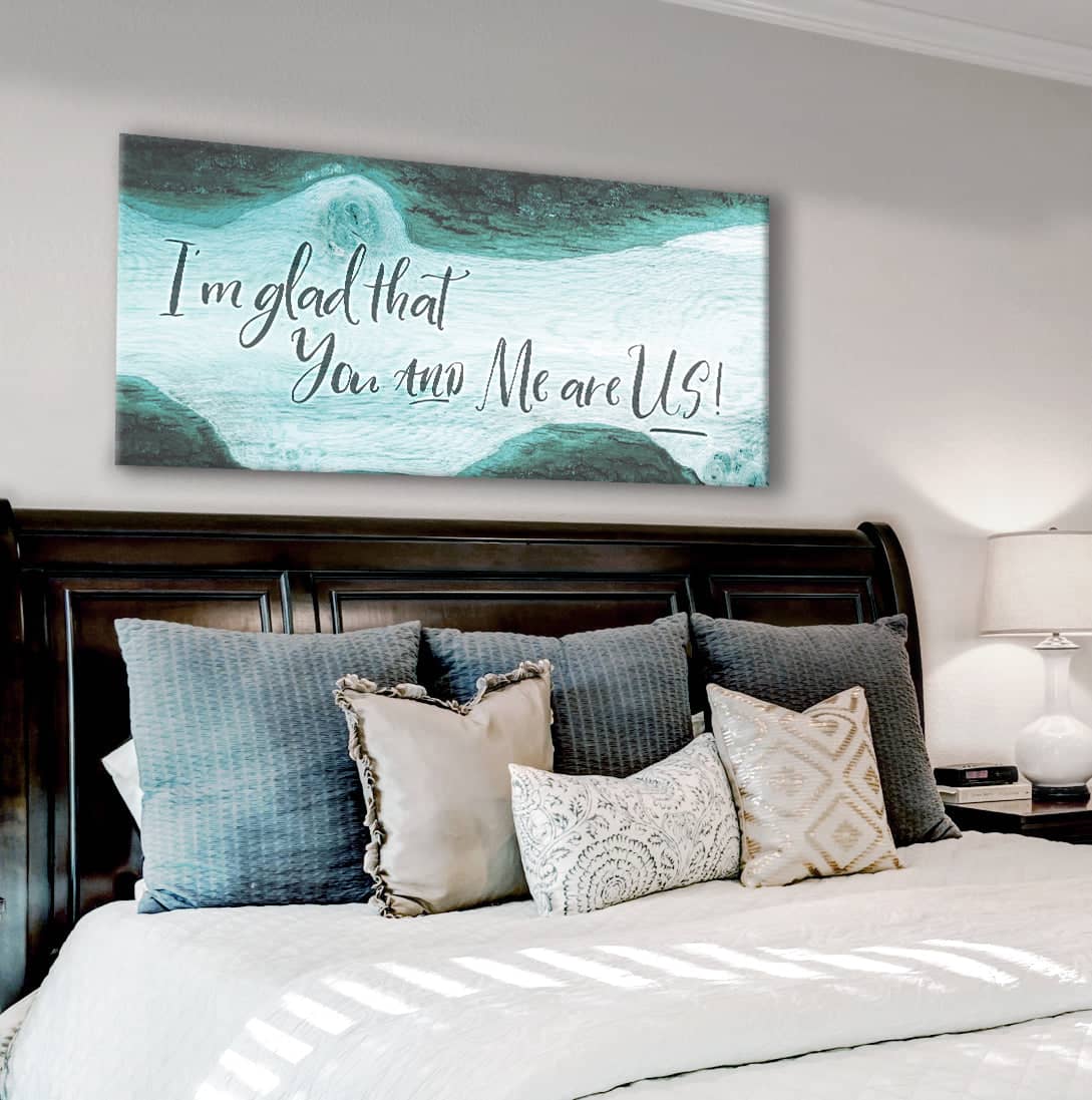 Ready-to-Hang Bedroom Wall Art: I'm Glad We're Together (Wood Frame)