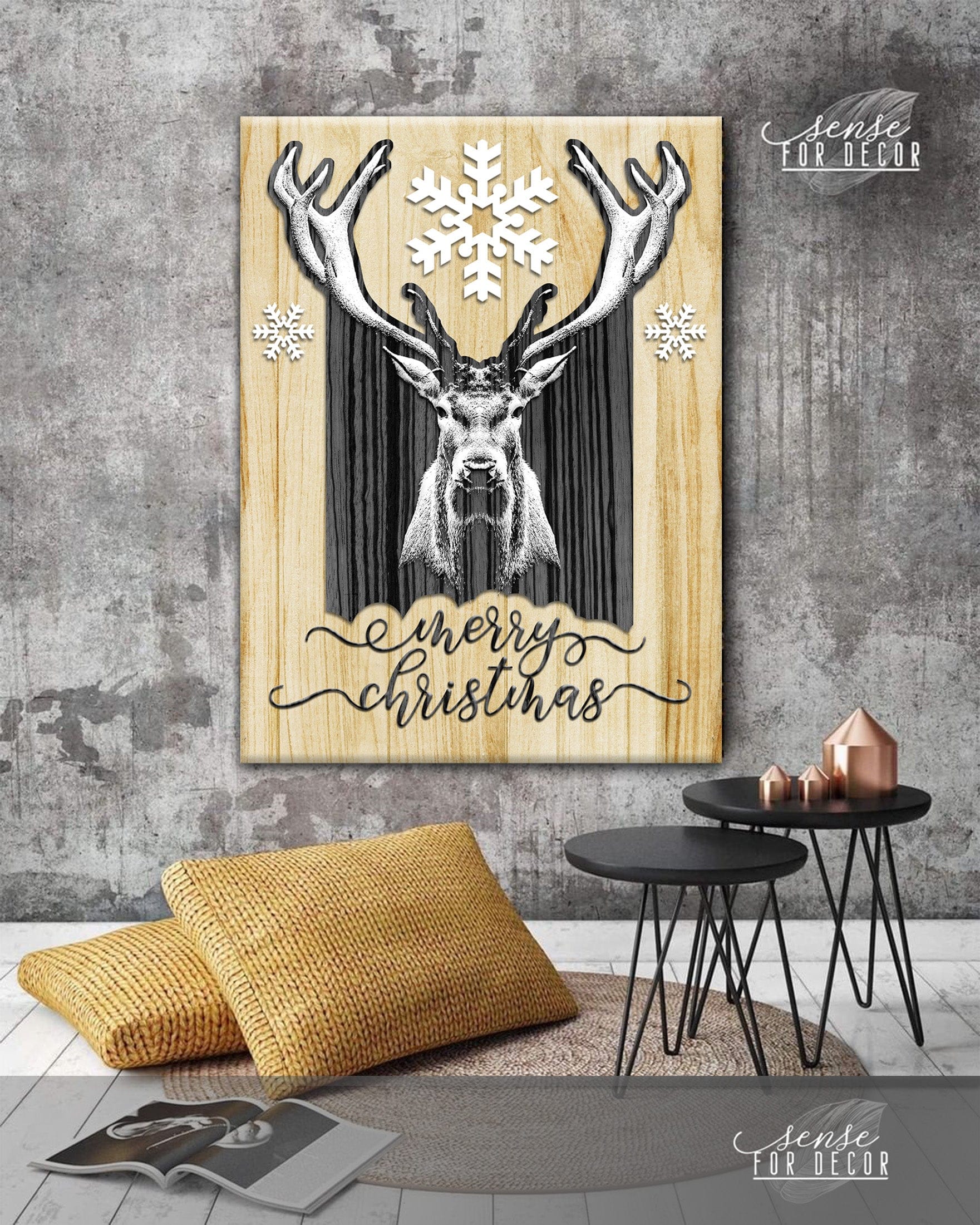 Hot! Merry Christmas V2 Holiday Wall Art (Wood Frame, Ready To Hang)