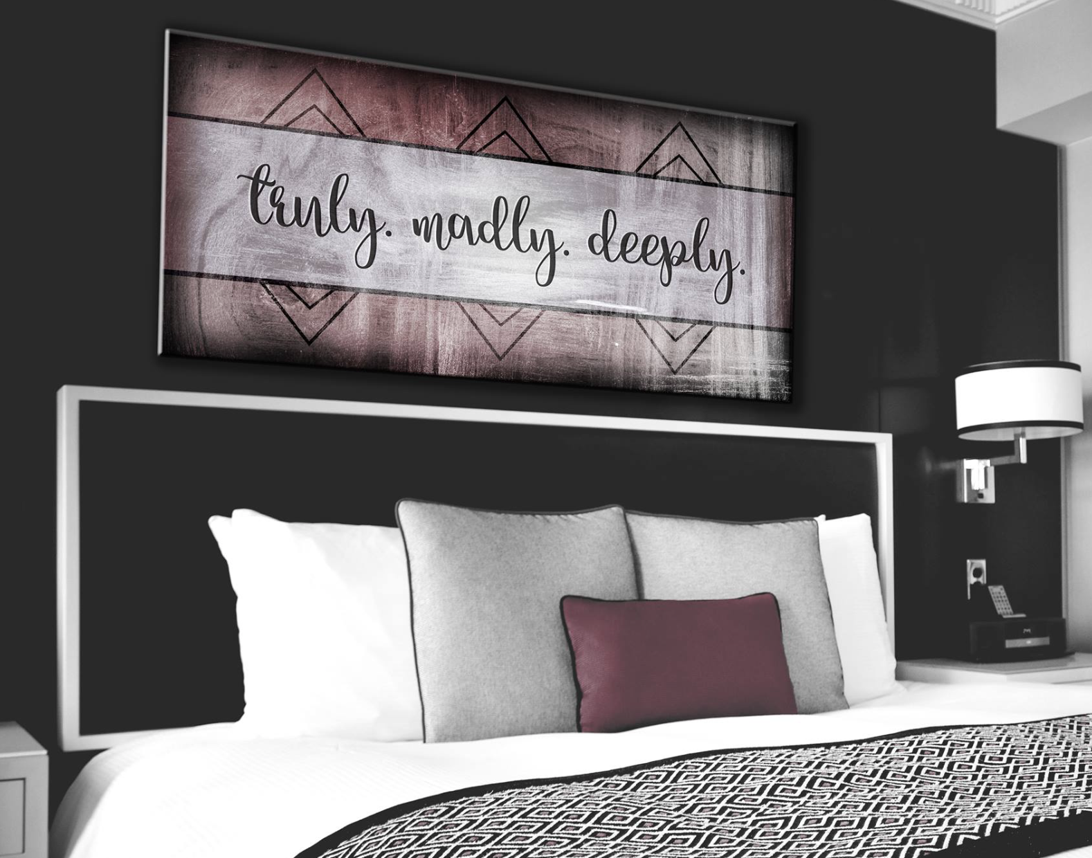Hot Deal! Bedroom Wall Art - Truly, Madly, Deeply Love Canvas in 2 Sizes with Wood Frame (Ready to Hang)