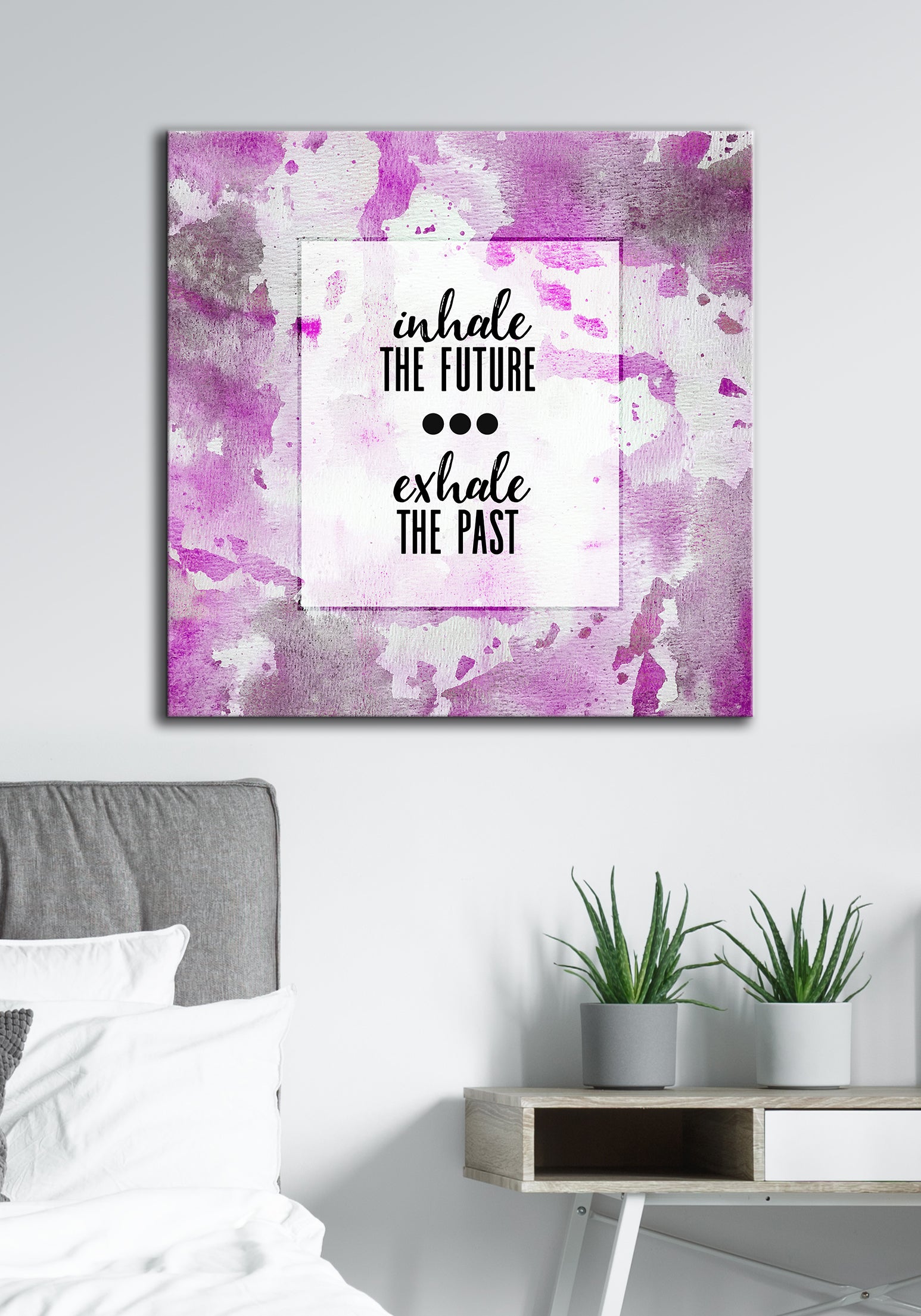 Powerful Women Inspirational Wall Art: Inhale Future with Wood Frame, Ready to Hang