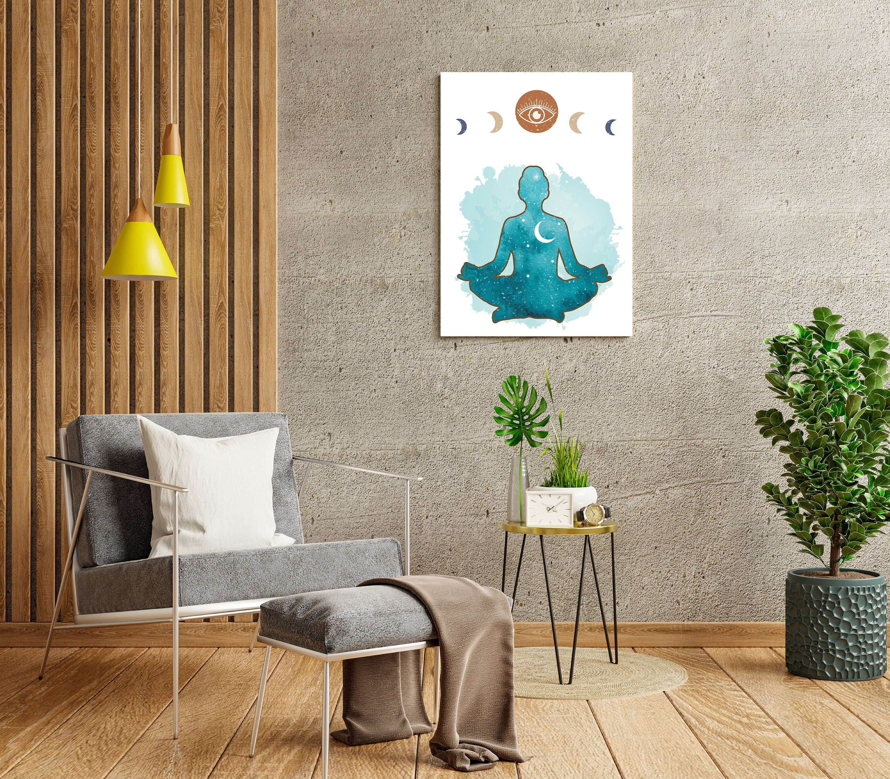 Hot Deal! Teal Boho Wall Art with Wood Frame, Ready to Hang