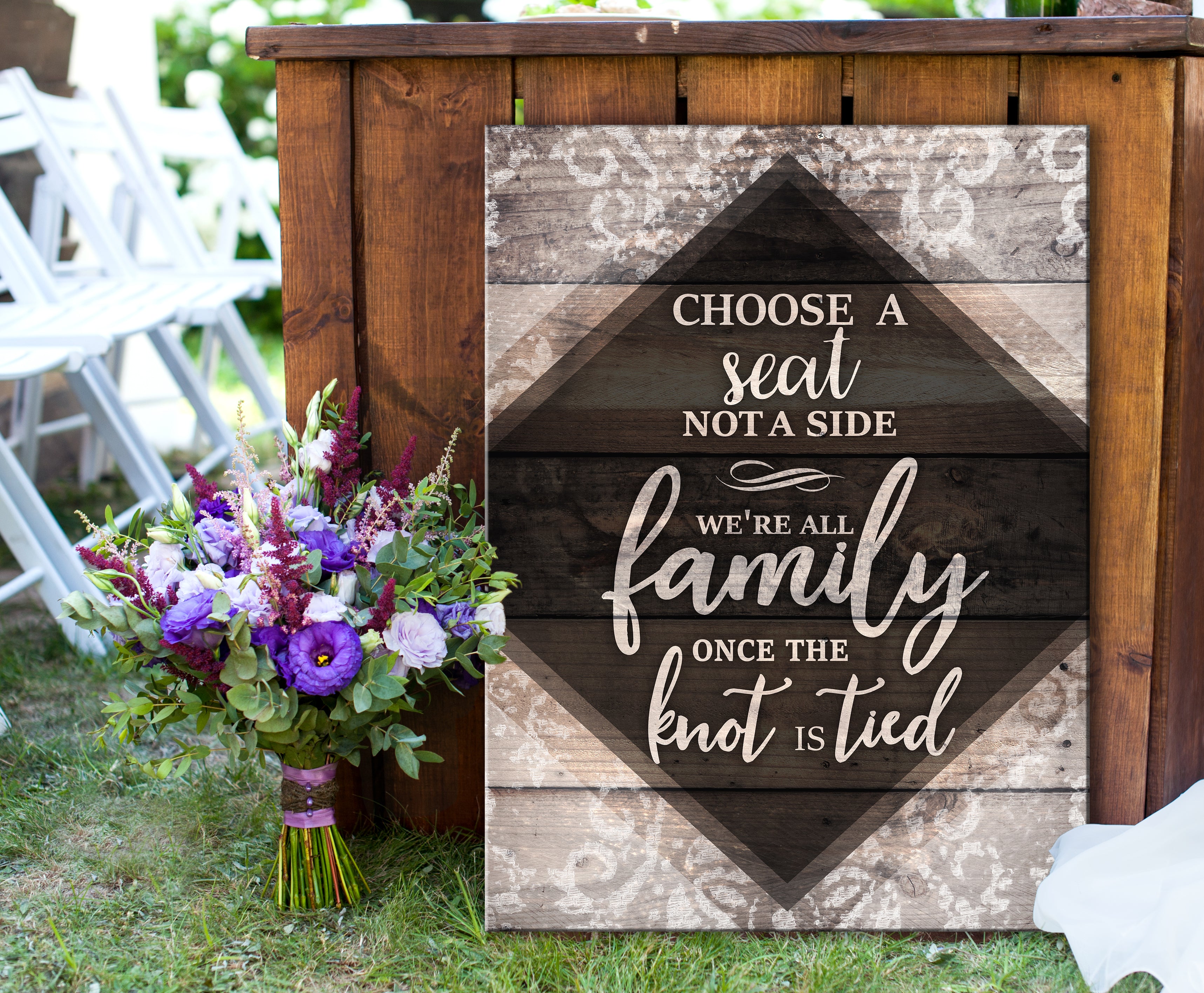 Hot! Wedding Wall Art: Choose A Seat Not A Side (Wood Frame, Ready To Hang)