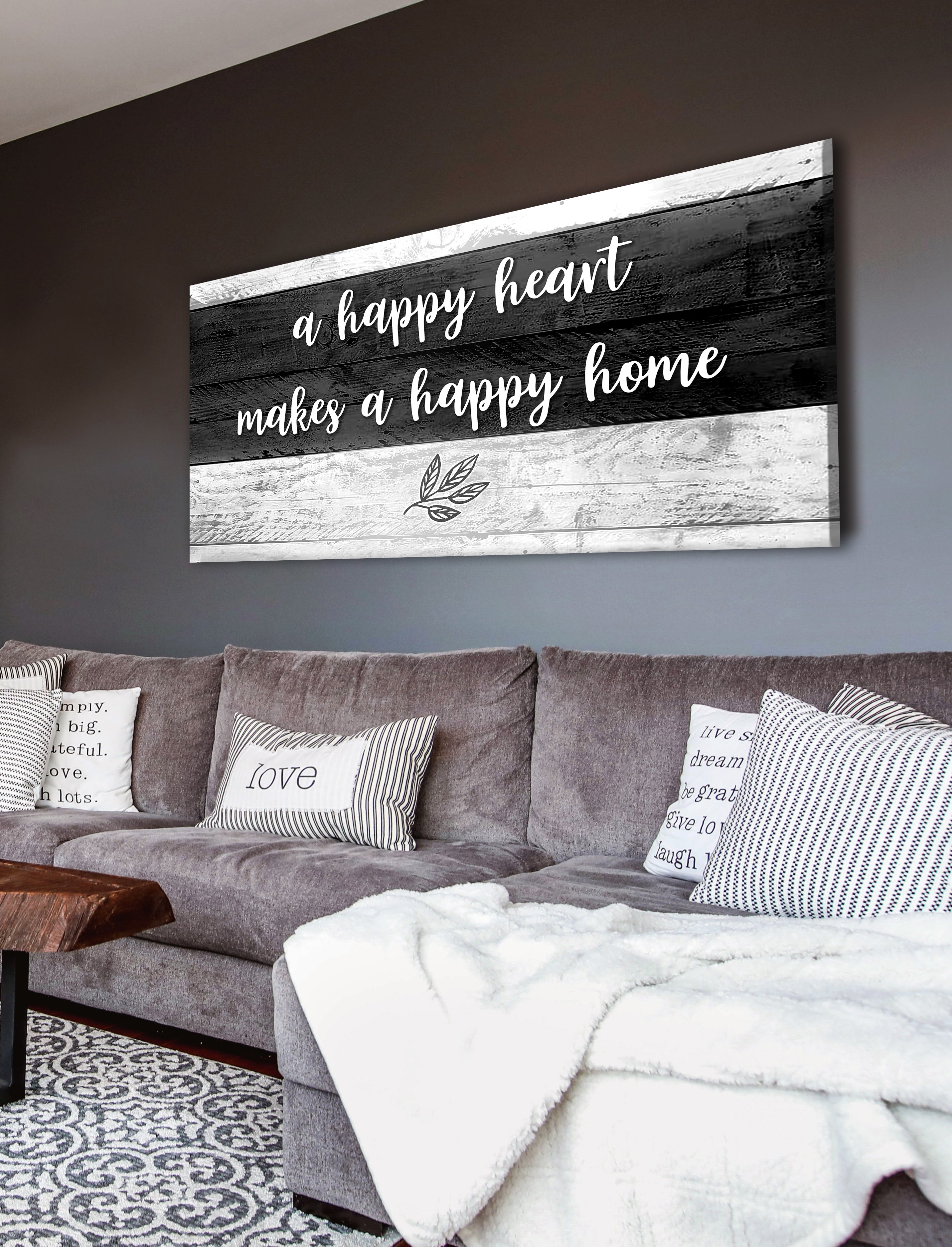 Ready-to-Hang Wood Frame Home Wall Art: A Joyful Heart Builds a Happy Home