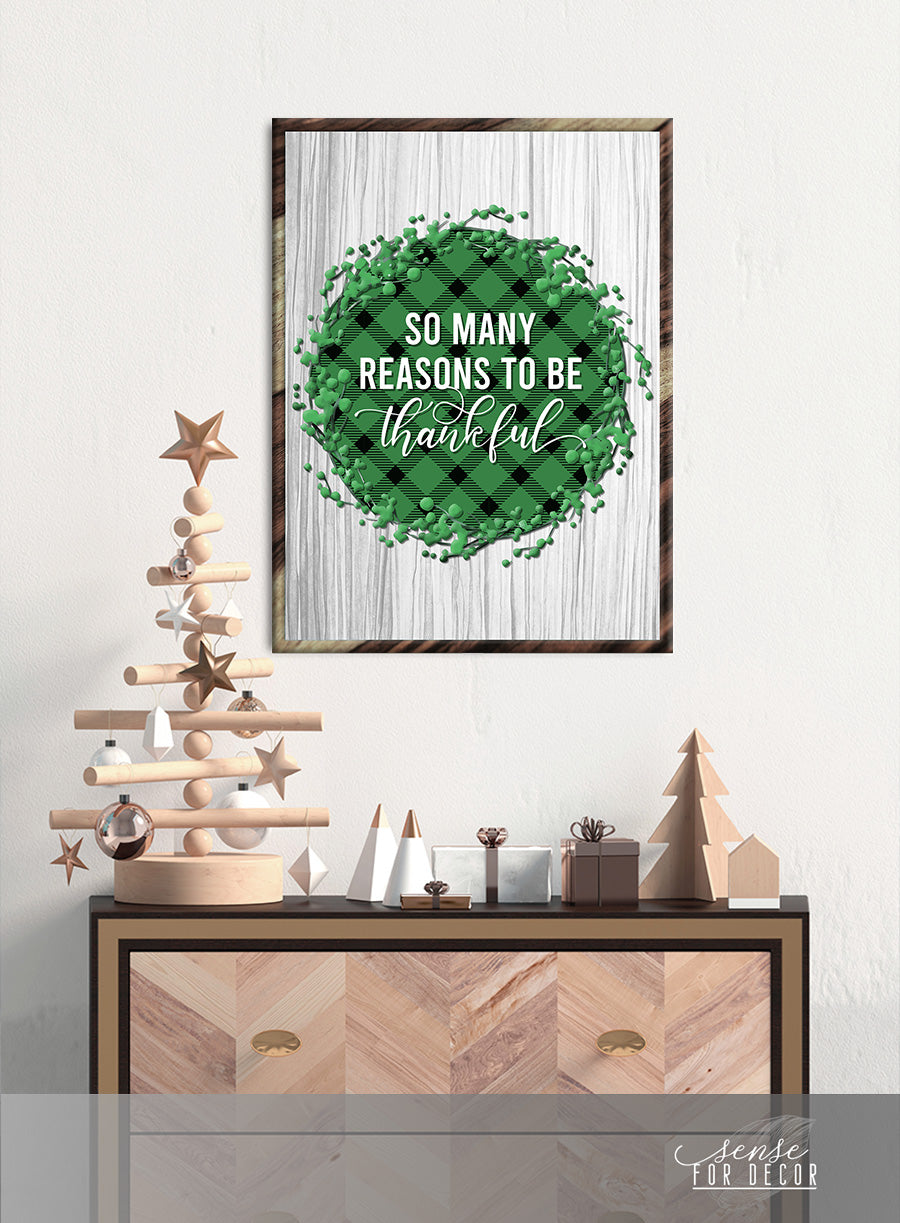 Christian Wall Art - So Many Reasons To Be Thankful, Wood Frame, Ready To Hang! Buy 2 Save 20%