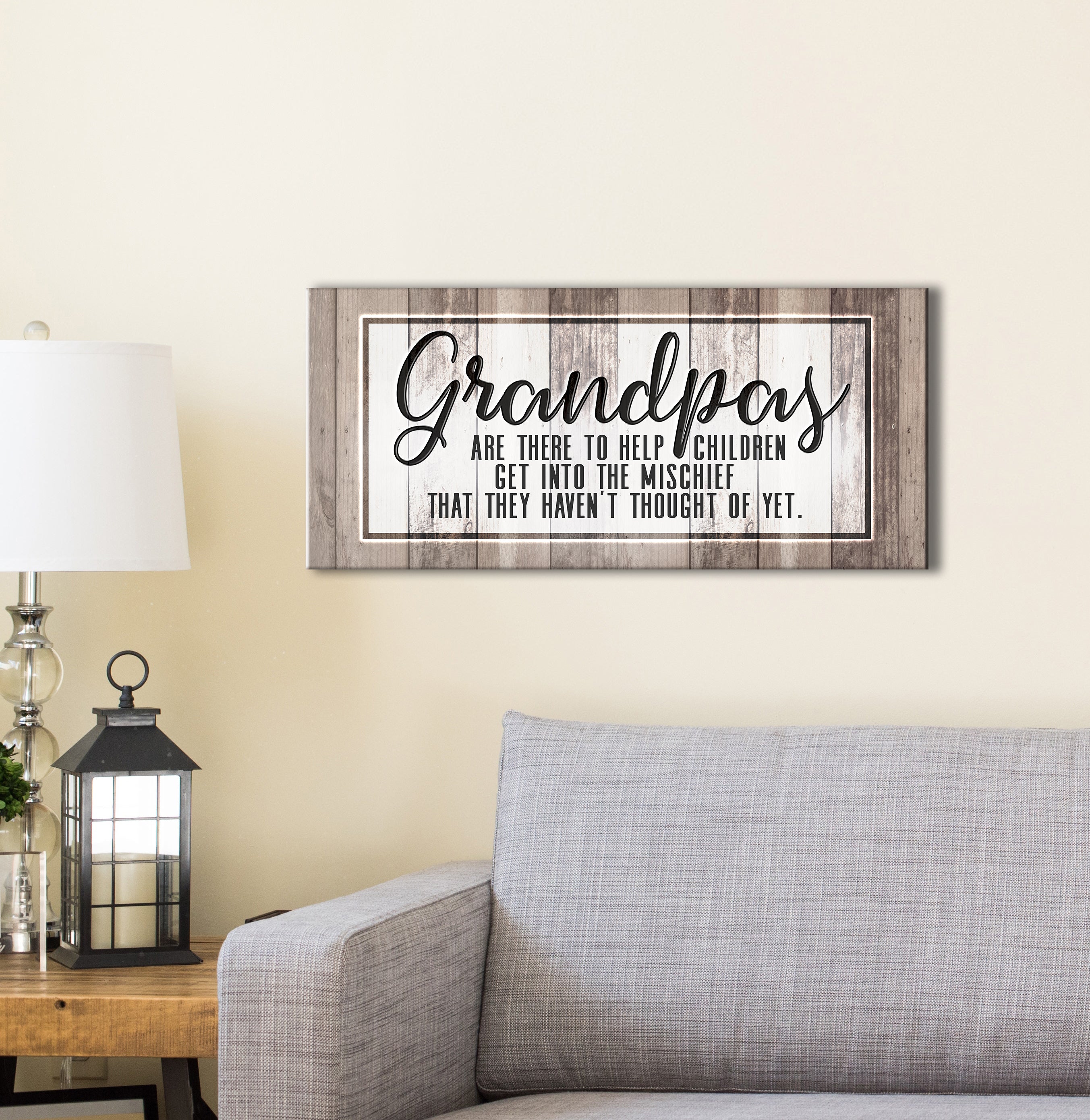 Hot Deal! High - Quality Wood - Framed Home Wall Art: Grandpa Helps Children (Ready To Hang)