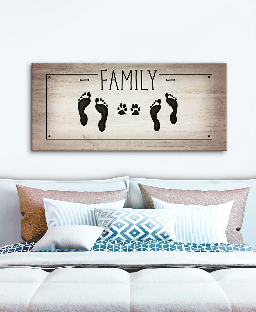 Pet Family Foot Prints Paw Wall Art (Wood Frame, Ready To Hang) - Buy 2 Save 20%