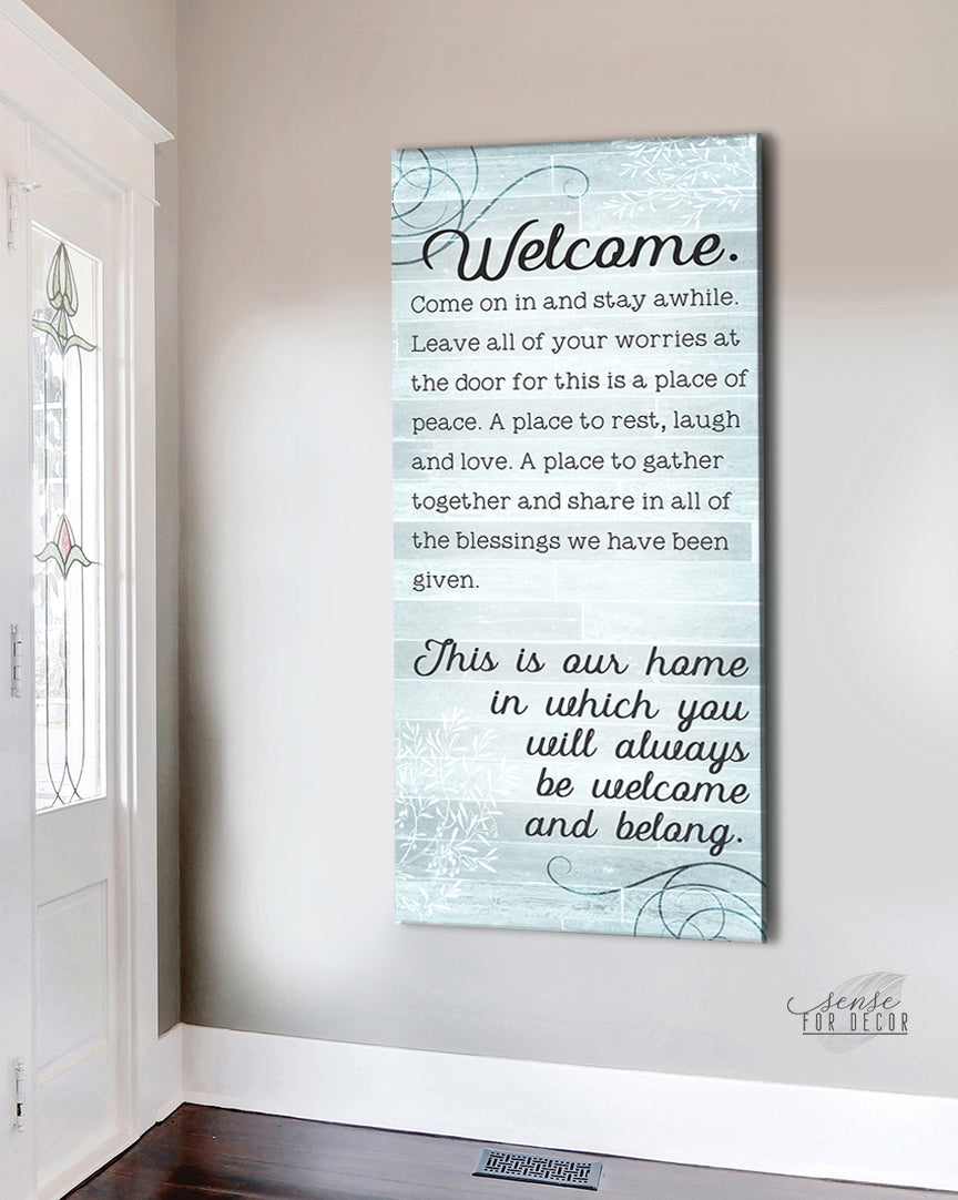 Exclusive Offer! Ready-to-Hang Wood Frame Home Wall Art: Welcome and Stay