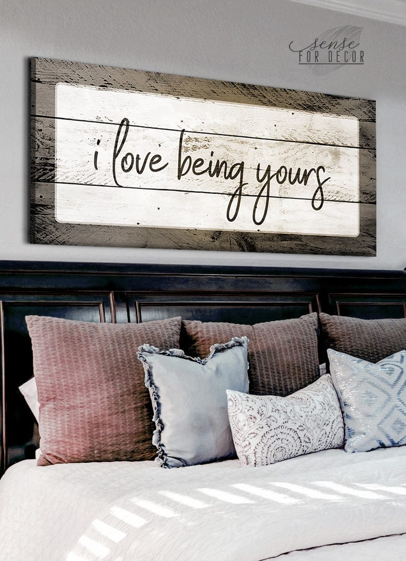 Hot! Couple Wall Art: I Love Being Yours (Wood Frame, Ready to Hang)