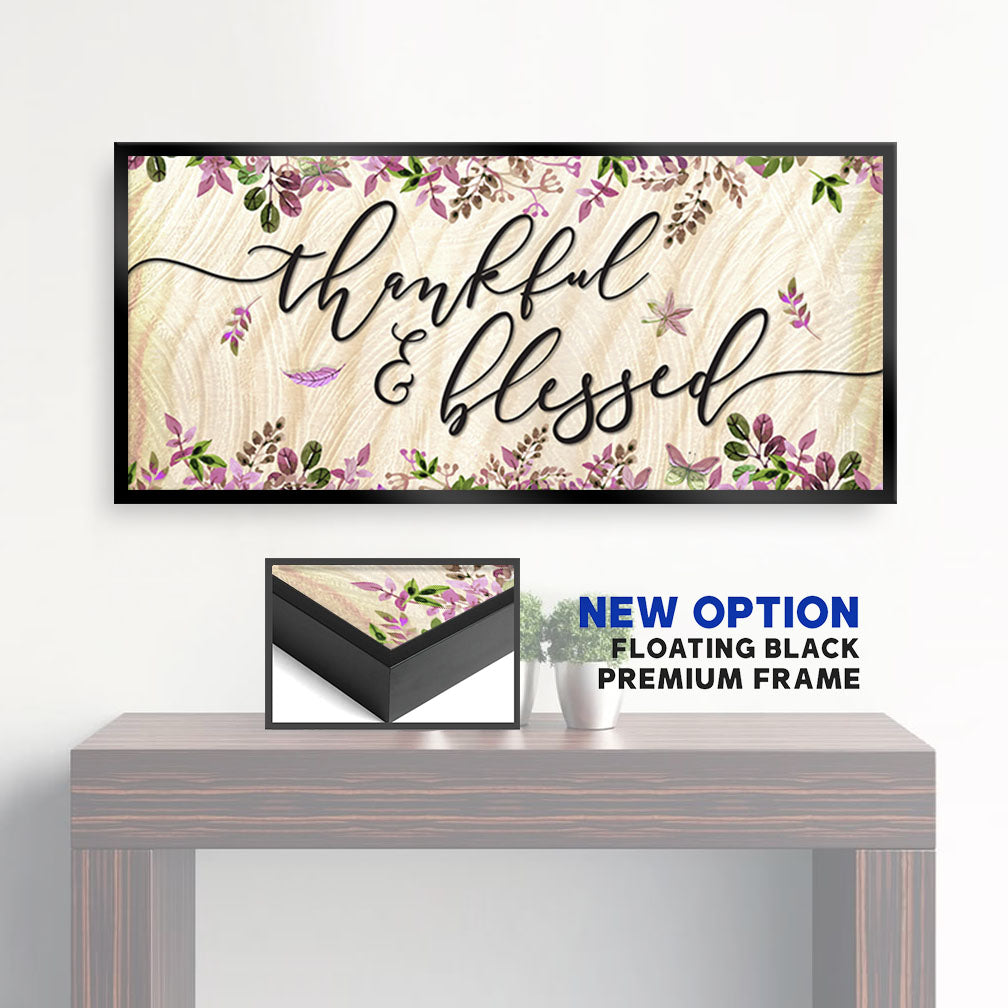High - Quality Christian Wall Art: Thankful & Blessed V2 with Wood Frame for Easy Hanging