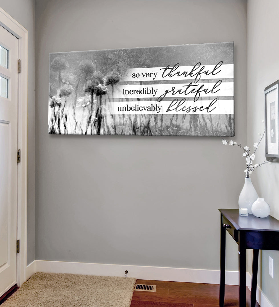 Hot Deal! Christian Wall Art - 'So Very Thankful V21' with Wood Frame, Ready to Hang