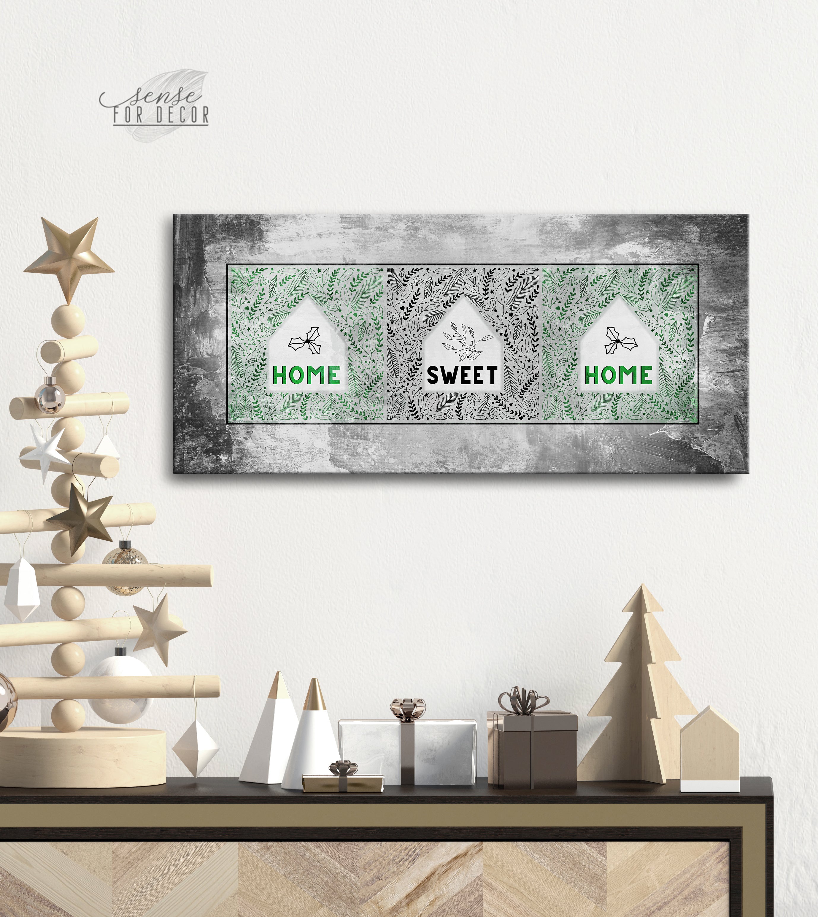 Exclusive Holiday Wall Art - 'Home Sweet Home' with Wood Frame, Ready to Hang! Buy 2, Save 20%