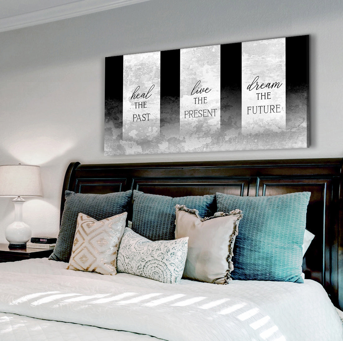 High - Quality Wood - Framed Home Wall Art: Heal Past, Live Present (Ready To Hang)