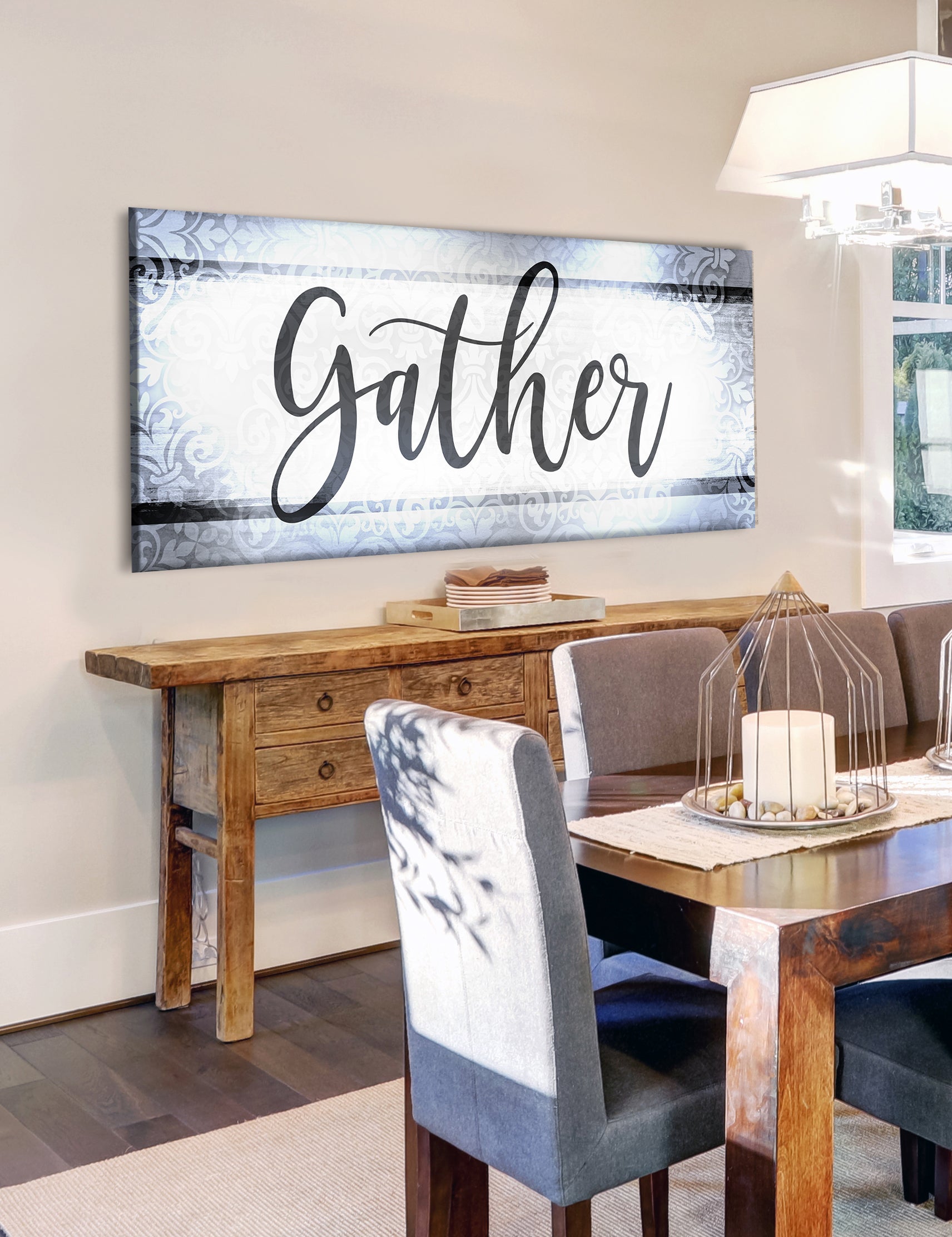 High - Quality Christian Wall Art: Gather V8 with Wood Frame, Ready to Hang