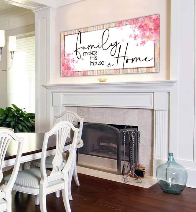 Family Wall Decor: 'Family Makes This House A Home' V3 with Wood Frame, Ready to Hang - Buy 2 Save 20%