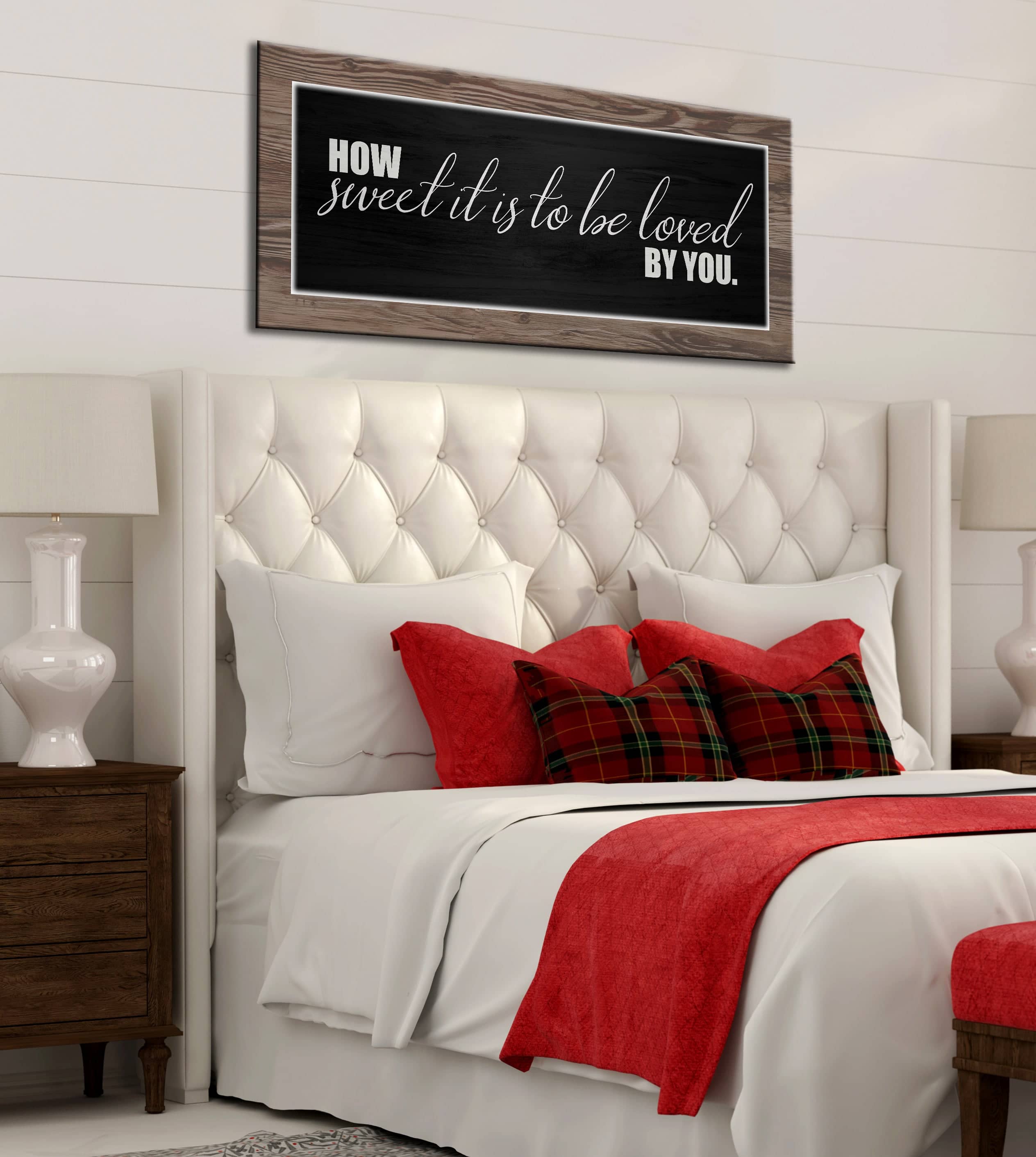 Ready-To-Hang Wood Framed Bedroom Wall Art: 'How Sweet It Is To Be Loved By You' V3