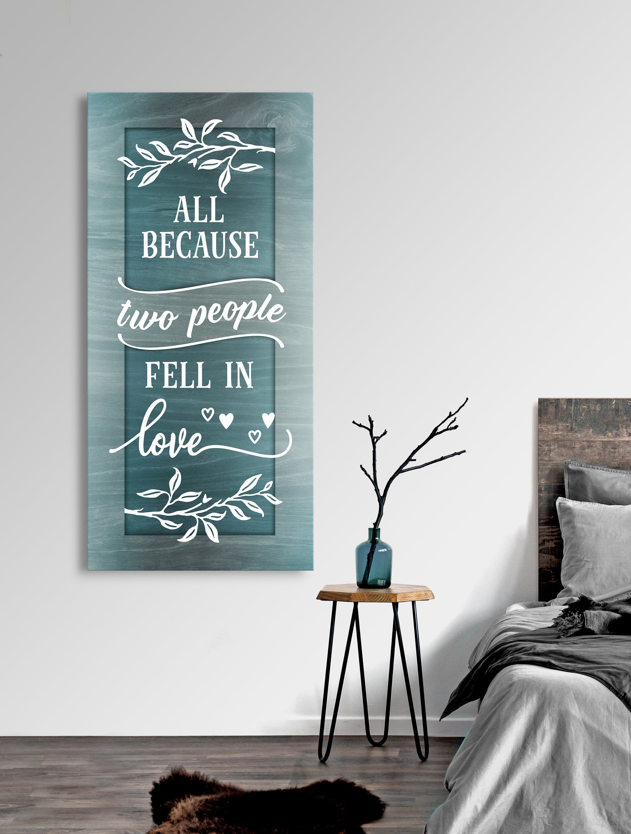 Ready - to - Hang Wood - Framed Couples Wall Art: Love's Beginning V3