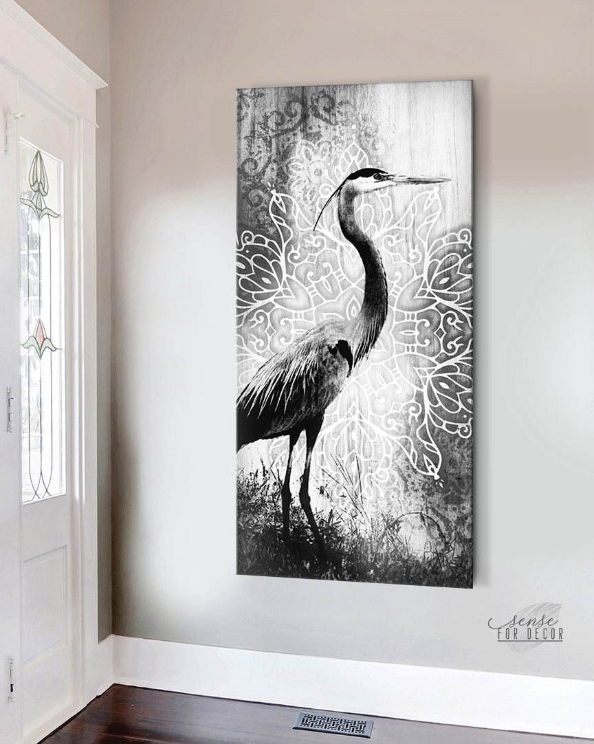 Exclusive Heron Bird Wall Art with Wood Frame, Ready to Hang - Buy 2 Get 20% Off!