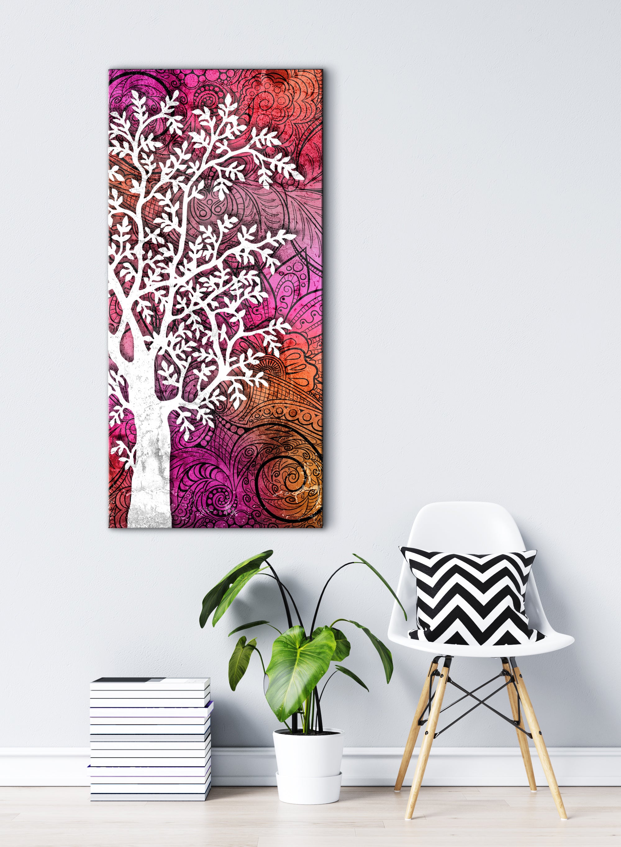 Boho Style Colorful Tree Wall Art with Wood Frame, Ready to Hang! Buy 2 Save 20%