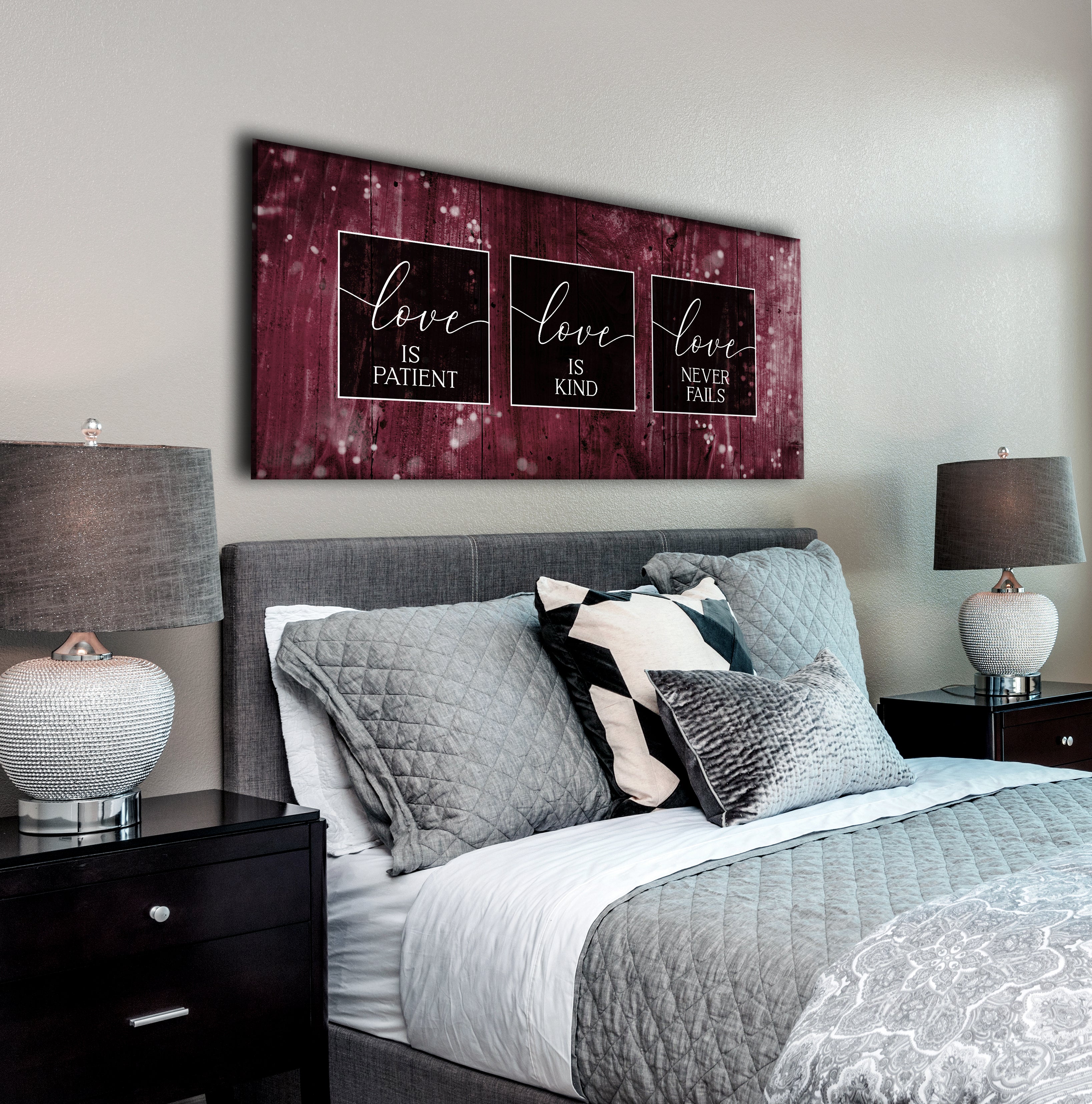 Limited Time Offer! Couples Wall Art - 'Love Is Patient Love Is Kind' with Wood Frame, Ready to Hang