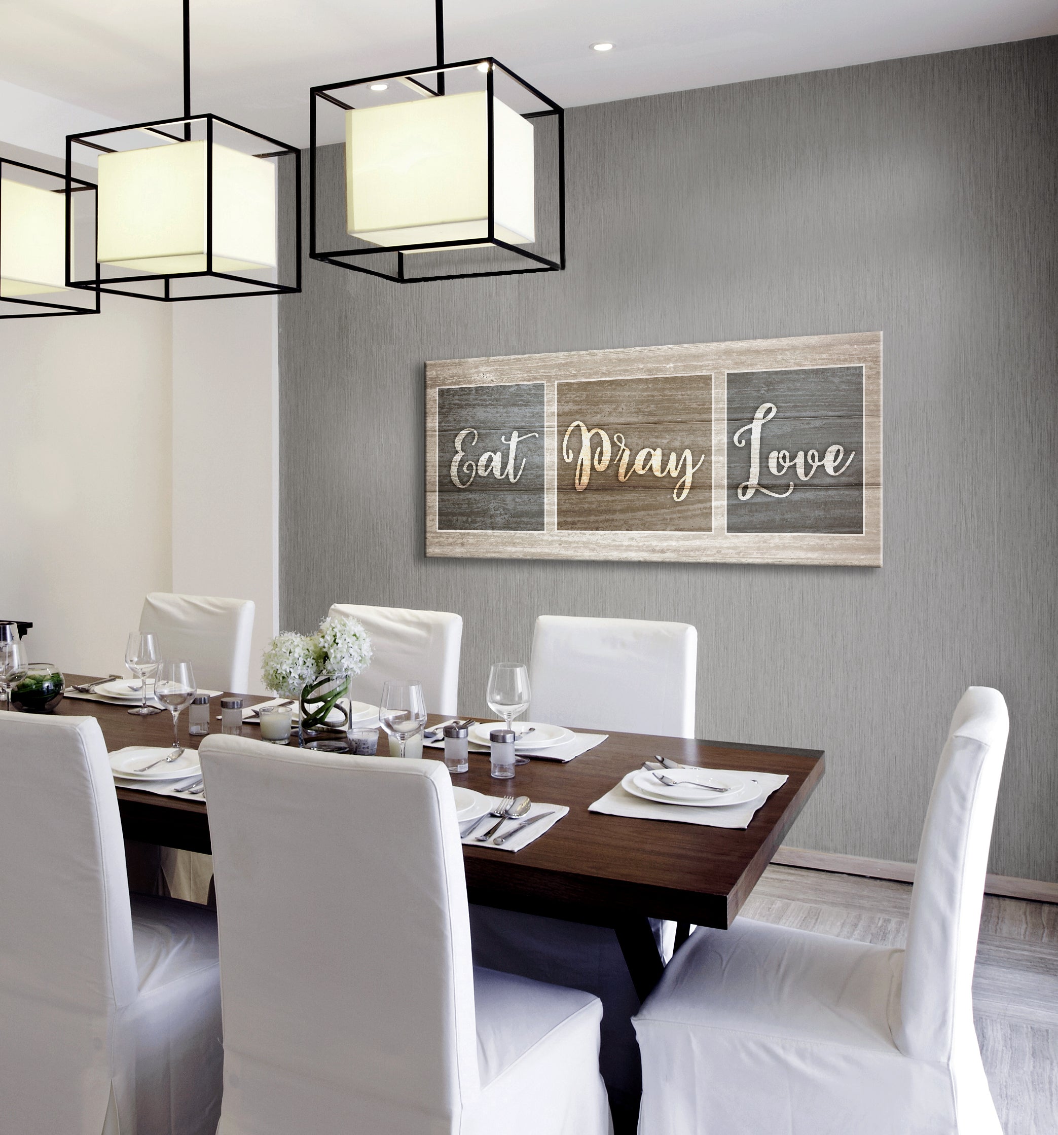 Hot Deal! Kitchen Wall Art - 'EAT PRAY LOVE' with Wood Frame, Ready to Hang