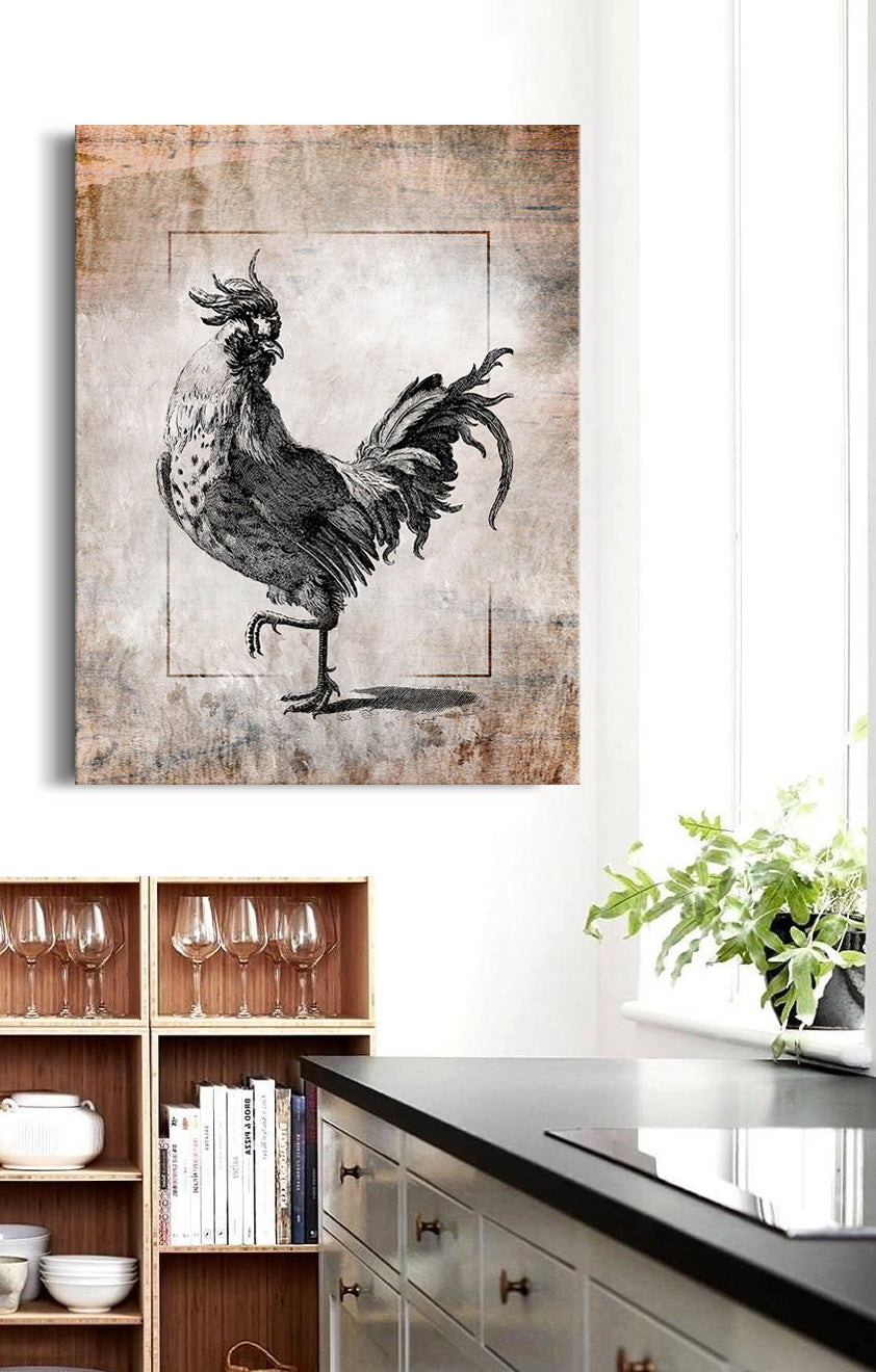 Limited-Time Offer! High-Quality Rooster Wall Art V2 with Wood Frame, Ready to Hang