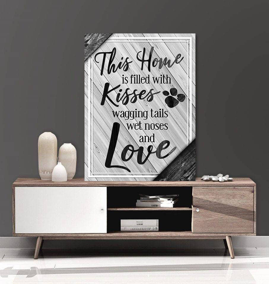 Exclusive Pet Wall Art: 'This Home Is Filled With Kisses V3' - Wood Frame, Ready To Hang!