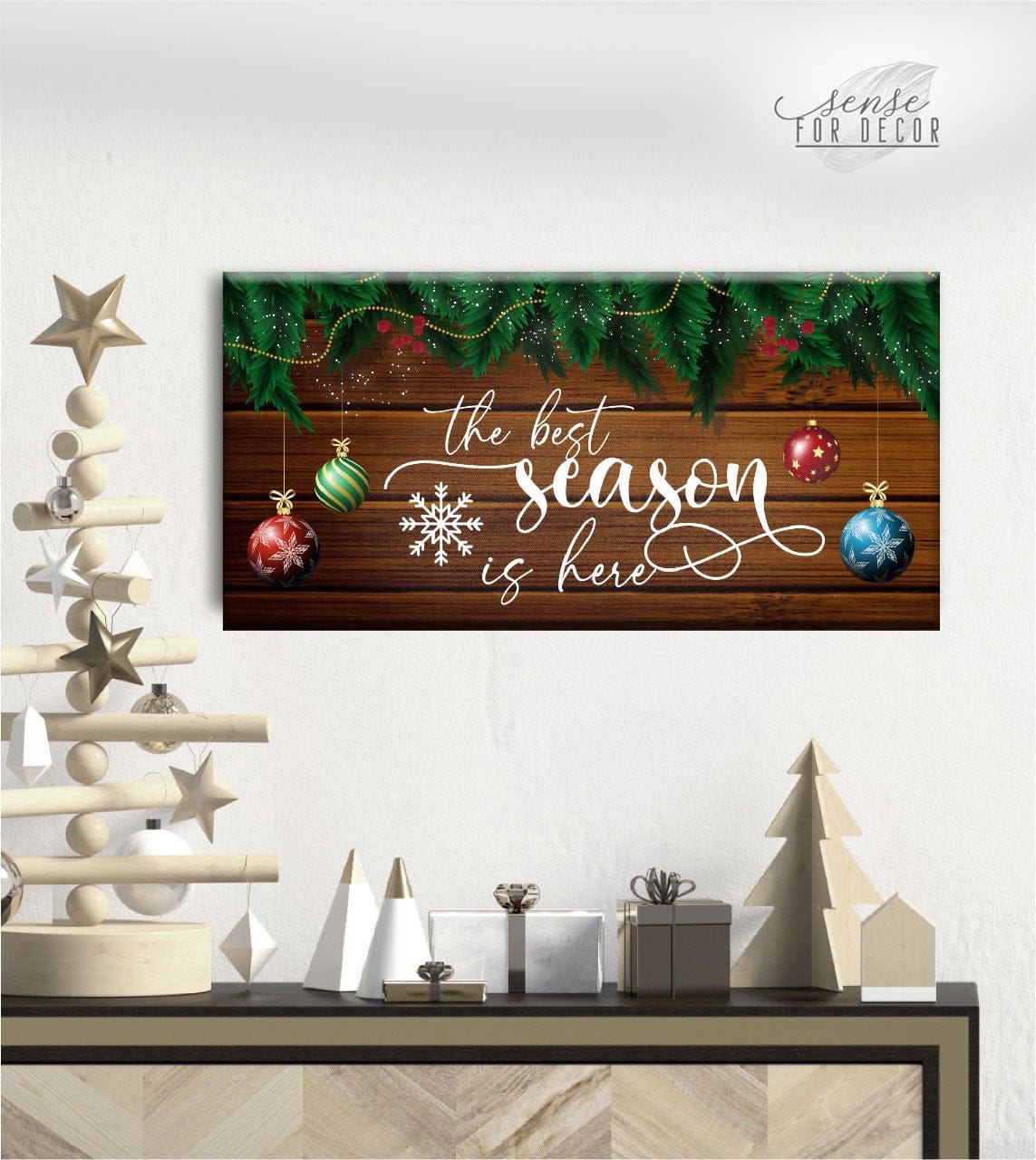 Holiday Wall Art: Ready-to-Hang Wood Frame - Best Season Sale