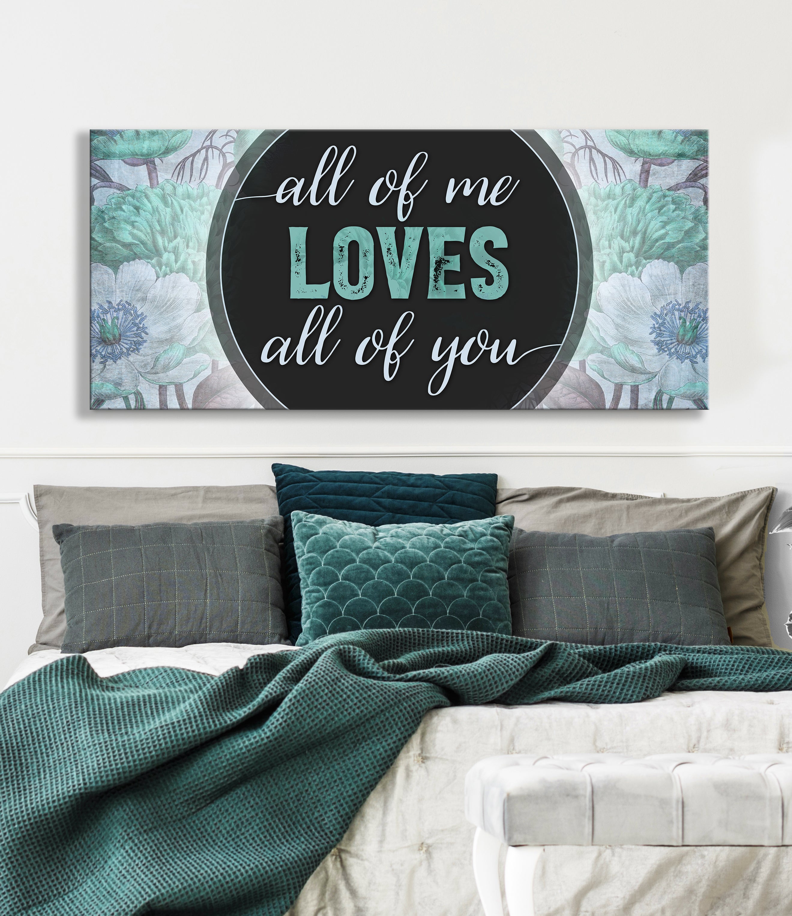 High - Quality Wood - Framed Couples Wall Art: 'All Of Me Loves All Of You' V6, Ready To Hang