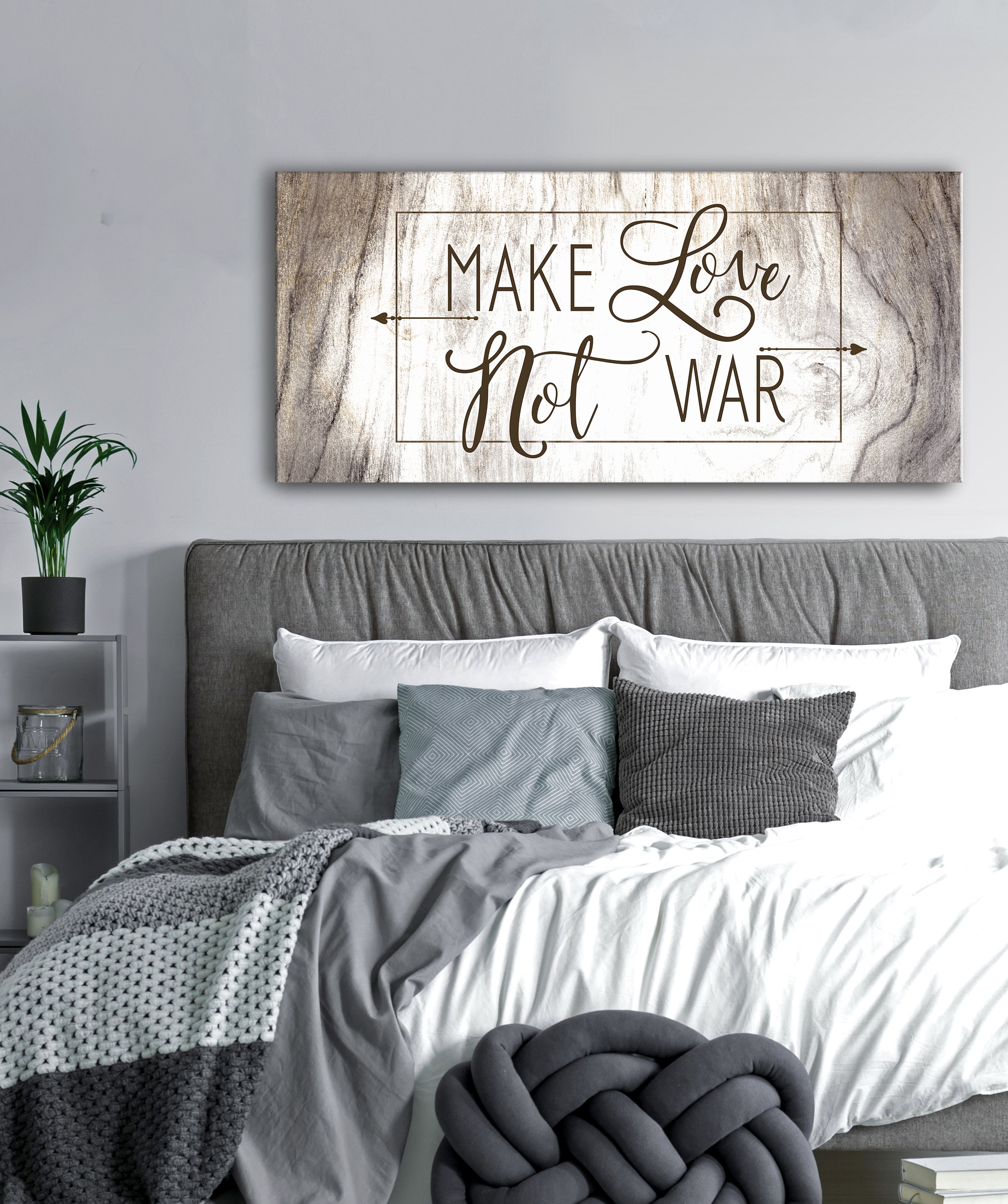 High - Quality Wood - Framed 'Make Love Not War' Home Wall Art, Ready to Hang