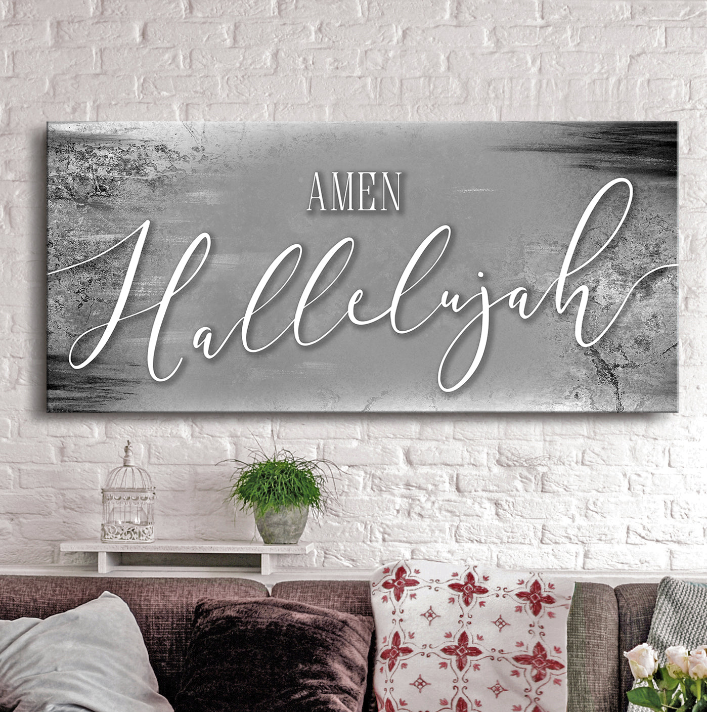 Exclusive Christian Wall Art: 'Amen Hallelujah' with Wood Frame, Ready to Hang - Buy 2 Get 20% Off!