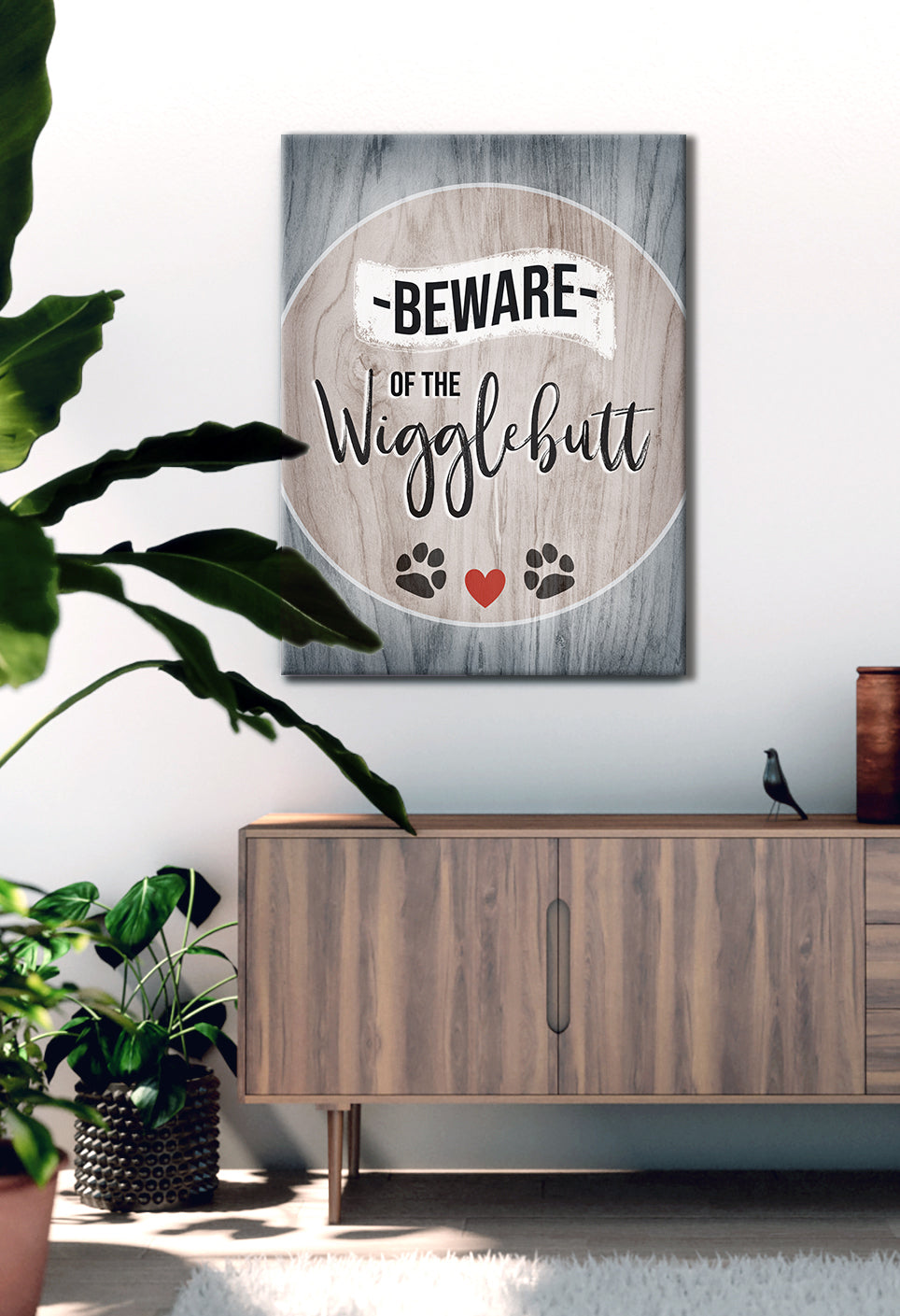 Ready-to-Hang Wood Frame Pet Wall Art: Beware of the Wiggle Butt V2
