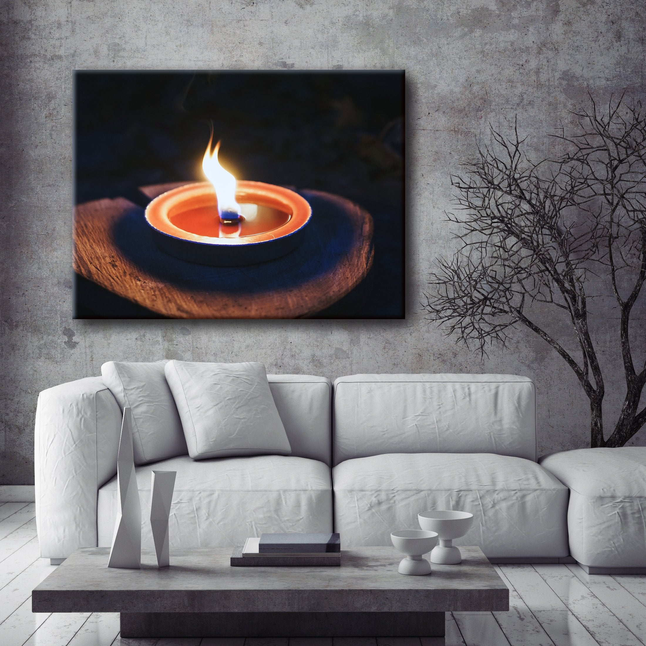 Hot Deal! Single Flame Home Wall Art with Wood Frame, Ready to Hang