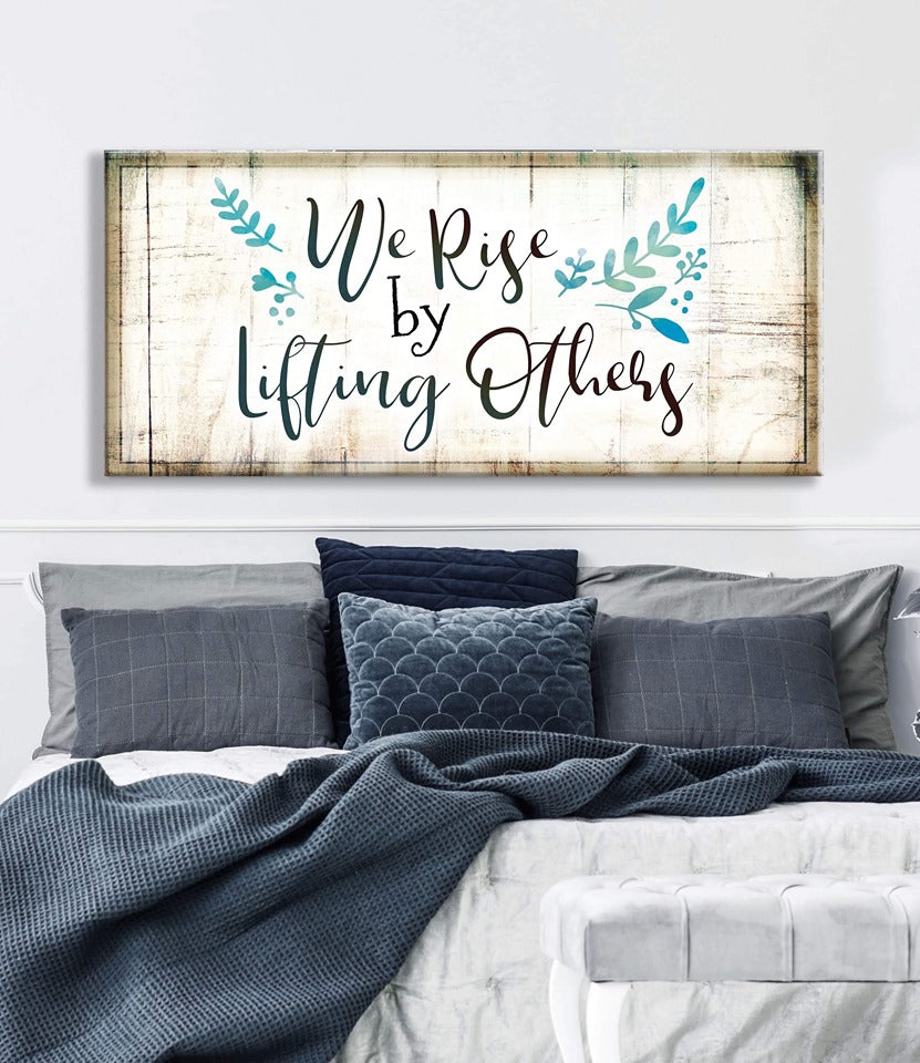 Ready-to-Hang Wood Frame Wall Art: 'We Rise By Lifting Others' V2