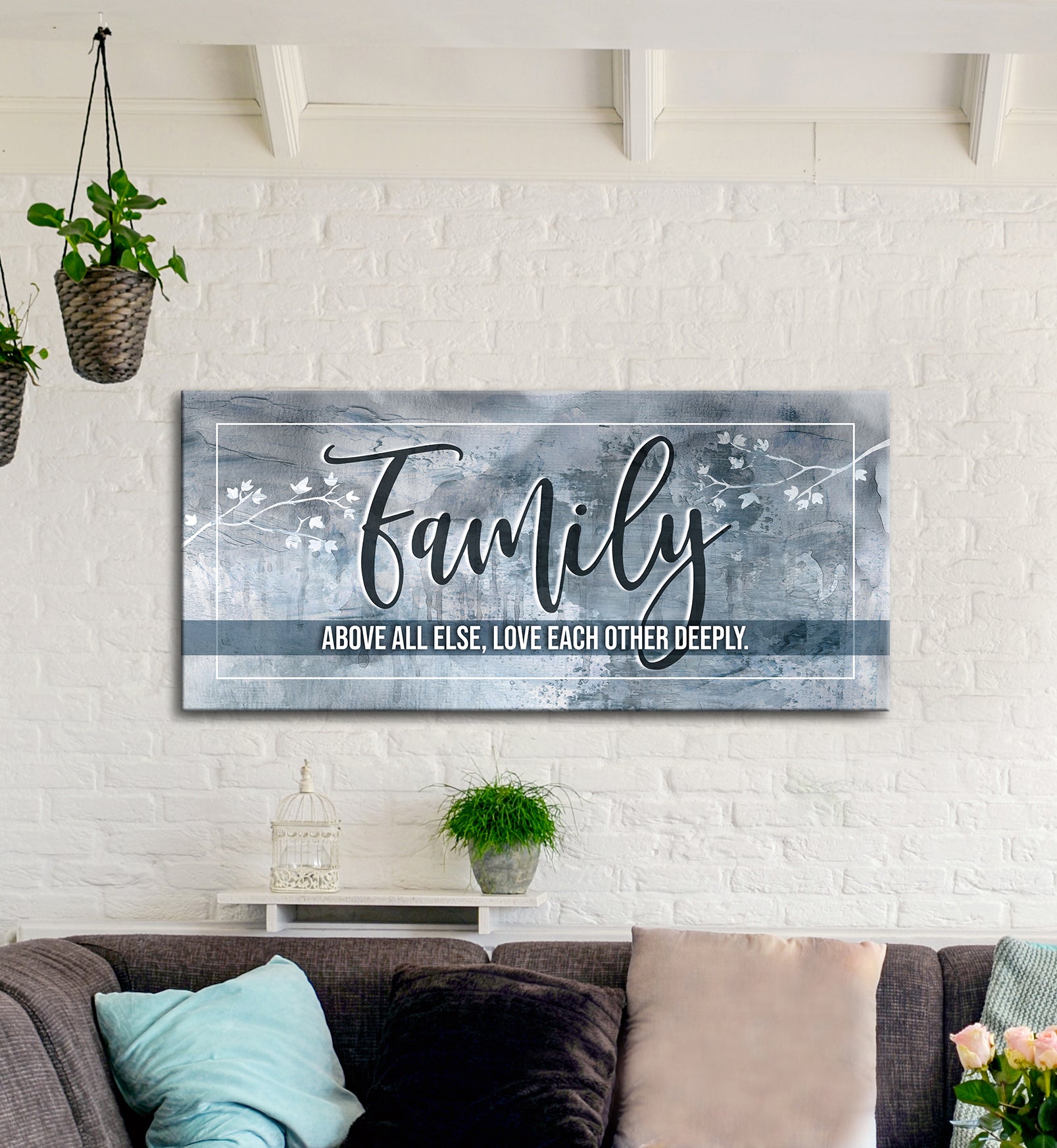 High - Quality Wood - Framed Family Wall Art: Love Each Other Deeply, Family First (Ready To Hang)