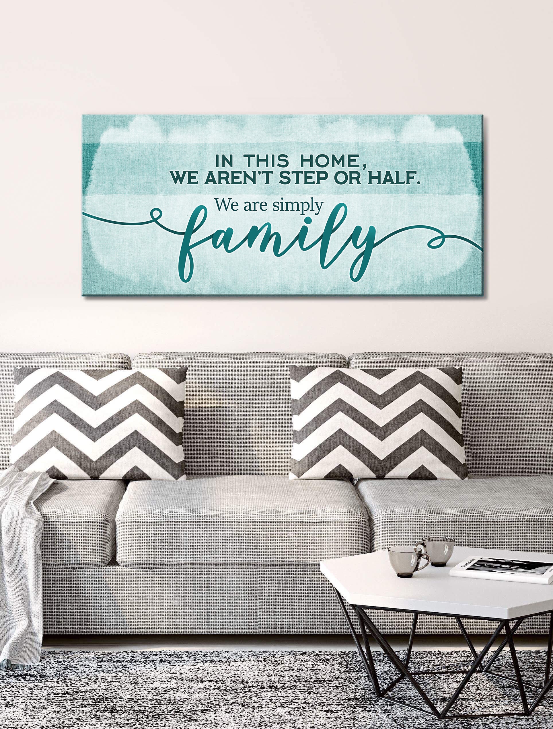 Exclusive Family Wall Art: 'In This Home We Aren't Step Or Half' - Wood Frame, Ready To Hang! Buy 2 Save 20%