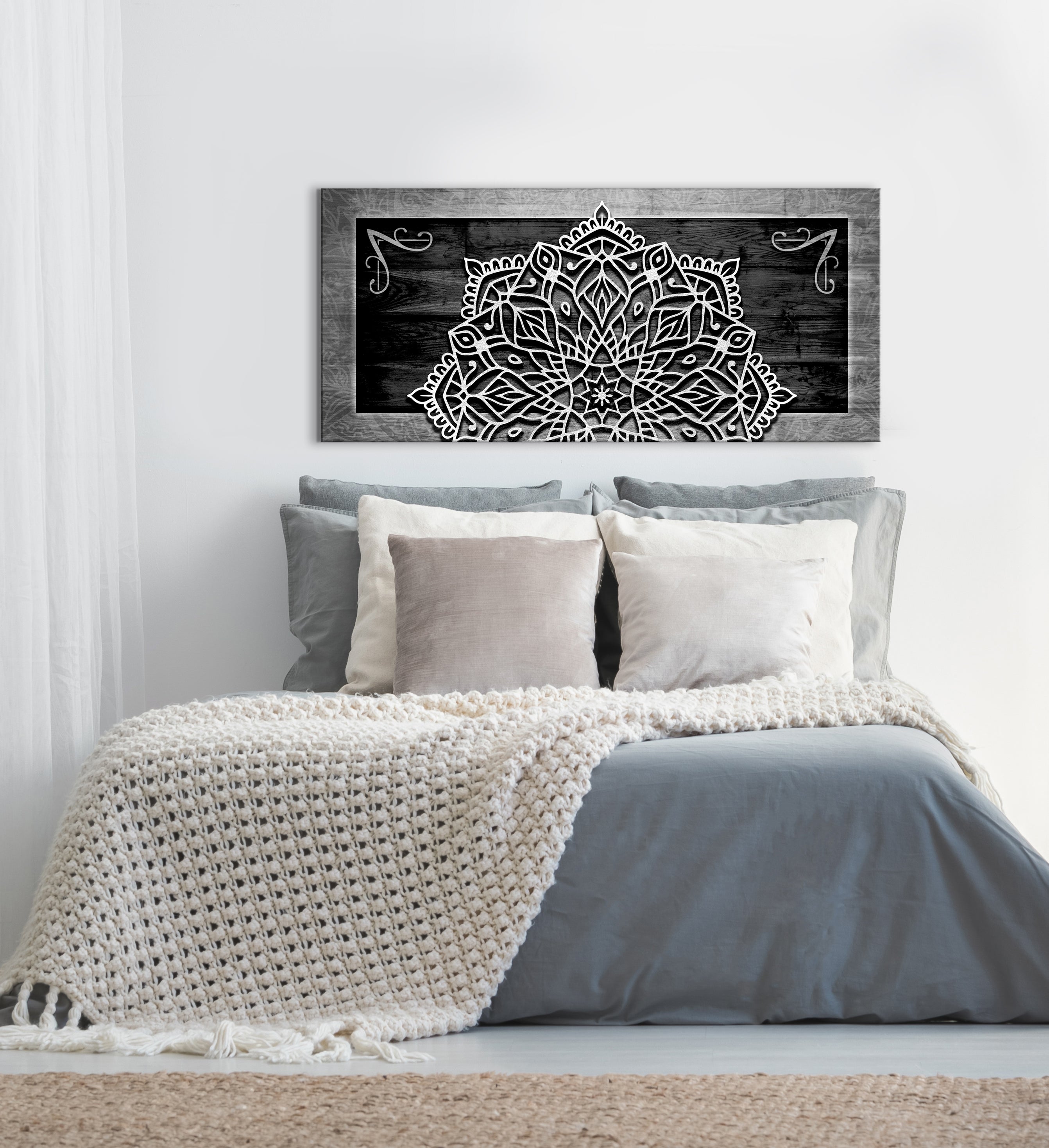 Exclusive Boho Mandala Wall Art V5 with Wood Frame - Ready to Hang! Buy 2, Save 20%