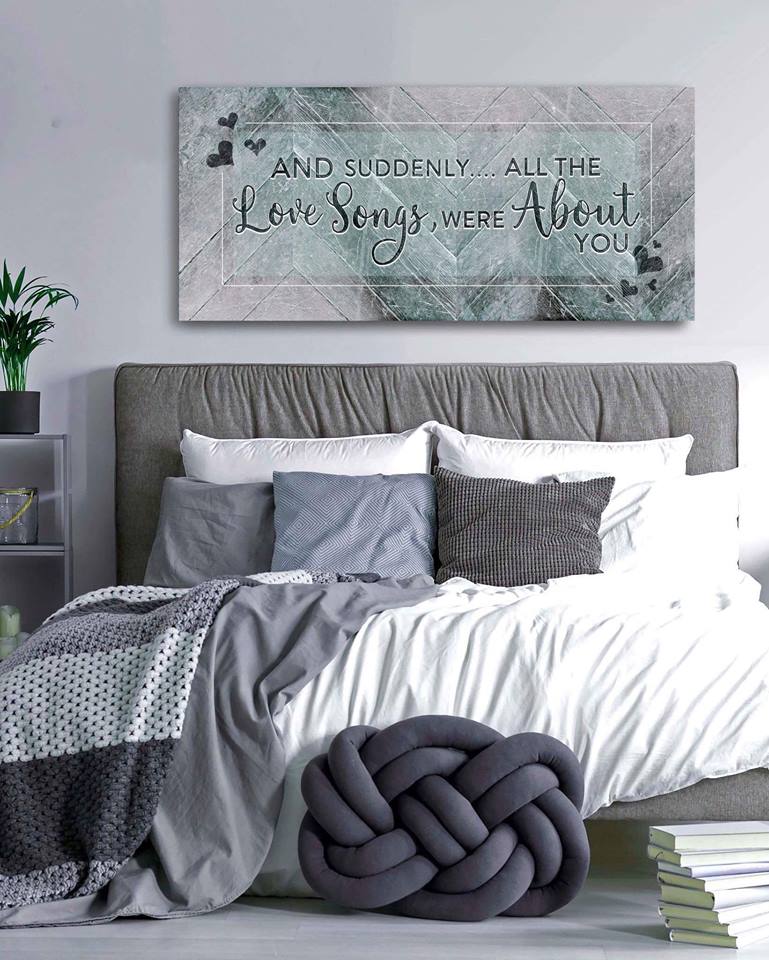 High - Quality Wood - Framed Couples Wall Art: And Suddenly All the Love Songs (Ready To Hang)