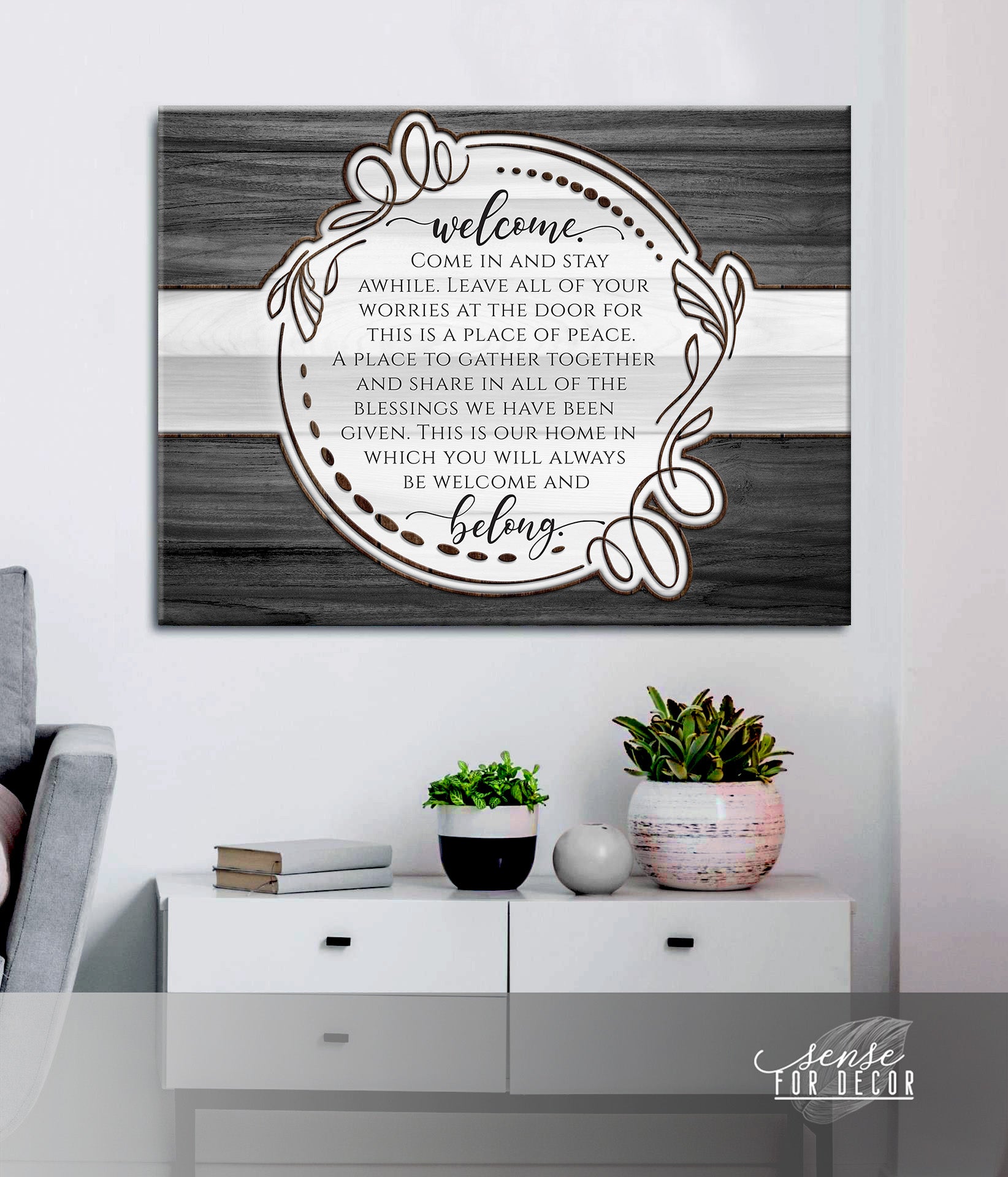 Exclusive Home Wall Art - 'Welcome Belong' with Wood Frame, Ready to Hang! Buy 2, Save 20%