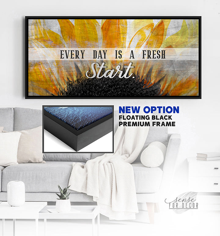 Ready-To-Hang Wood Frame Sunflower Wall Art: A Fresh Start Every Day
